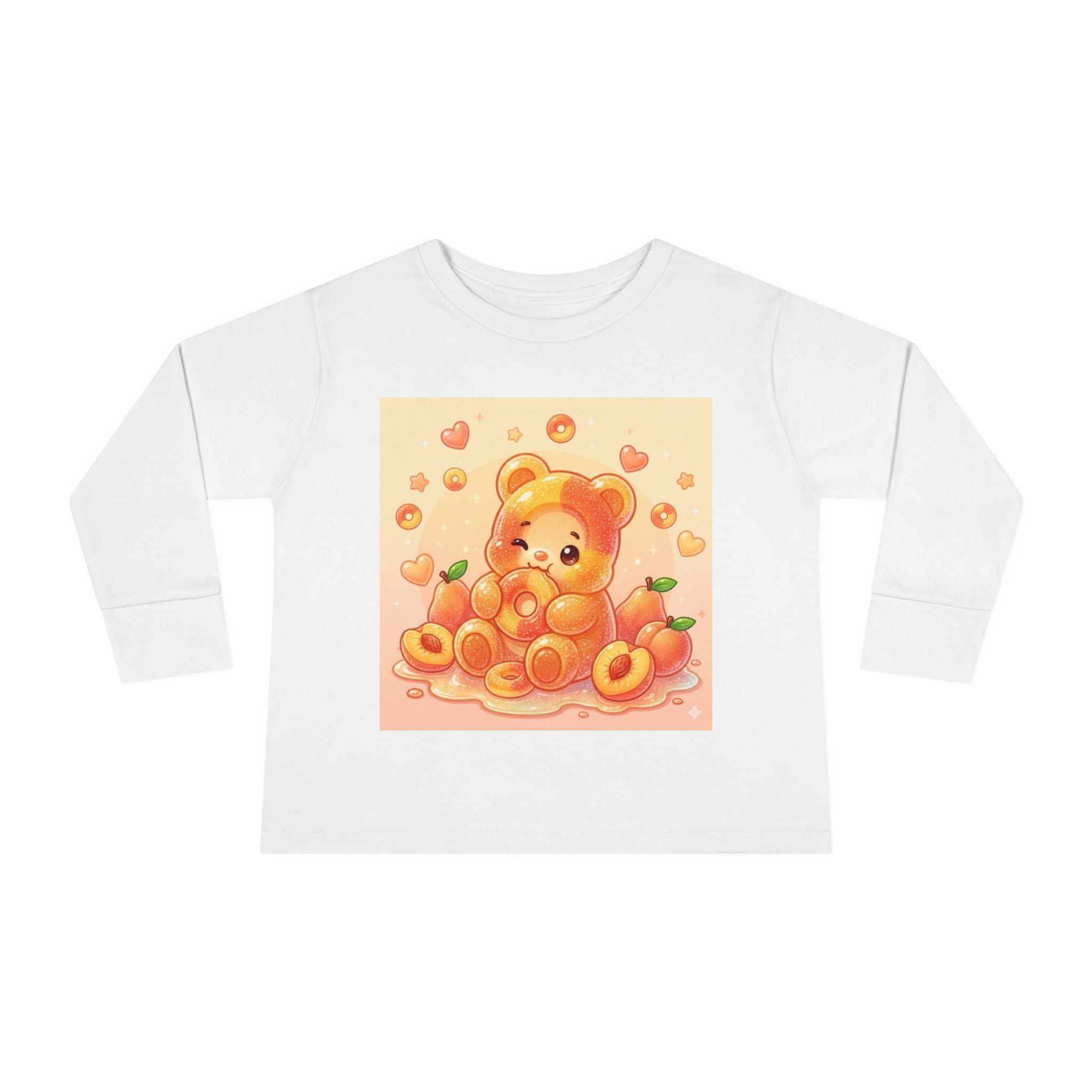 Sweet Peach Ring Candy, Oozy Bear Gummy Friend- Kids Long Sleeve Shirt