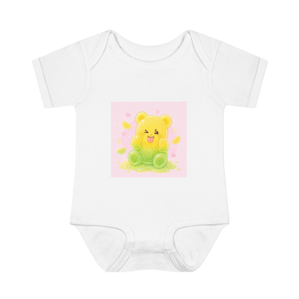 Sour Silly Gummy Gooey Lemon-Lime Bear Illustration Infant Onesie