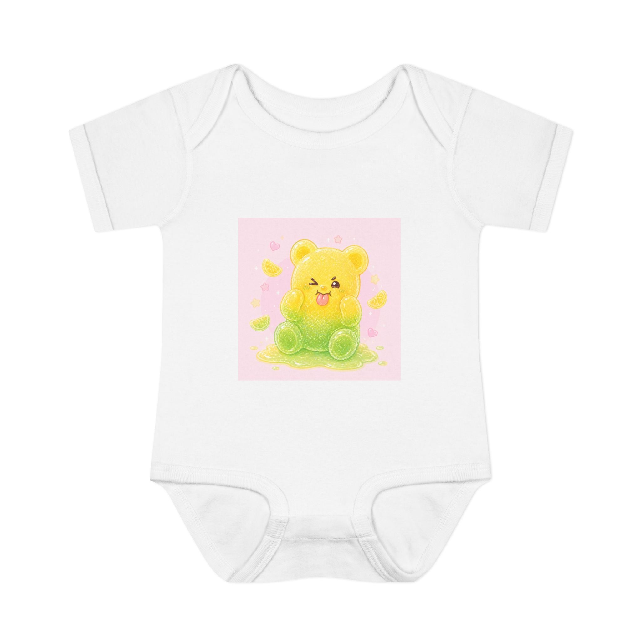 Sour Silly Gummy Gooey Lemon-Lime Bear Illustration Infant Onesie
