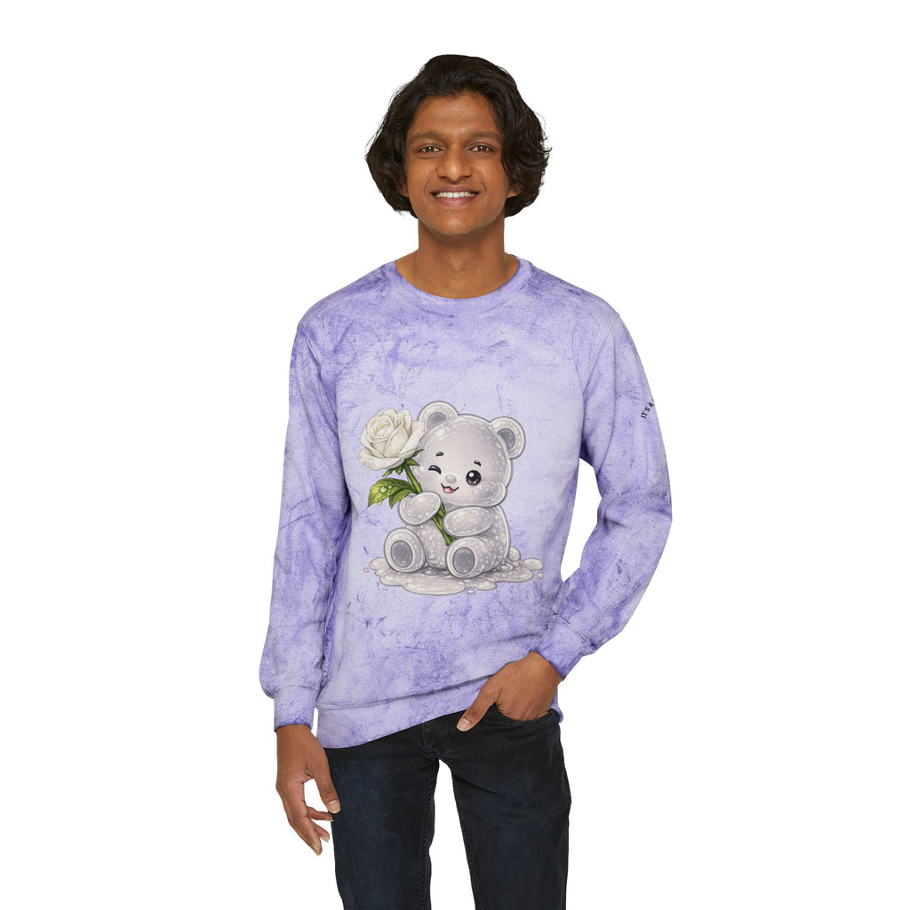 White Rose Beauty, Special Gooey Gummy Bear -Tie-Dye Graphic Sweatshirt