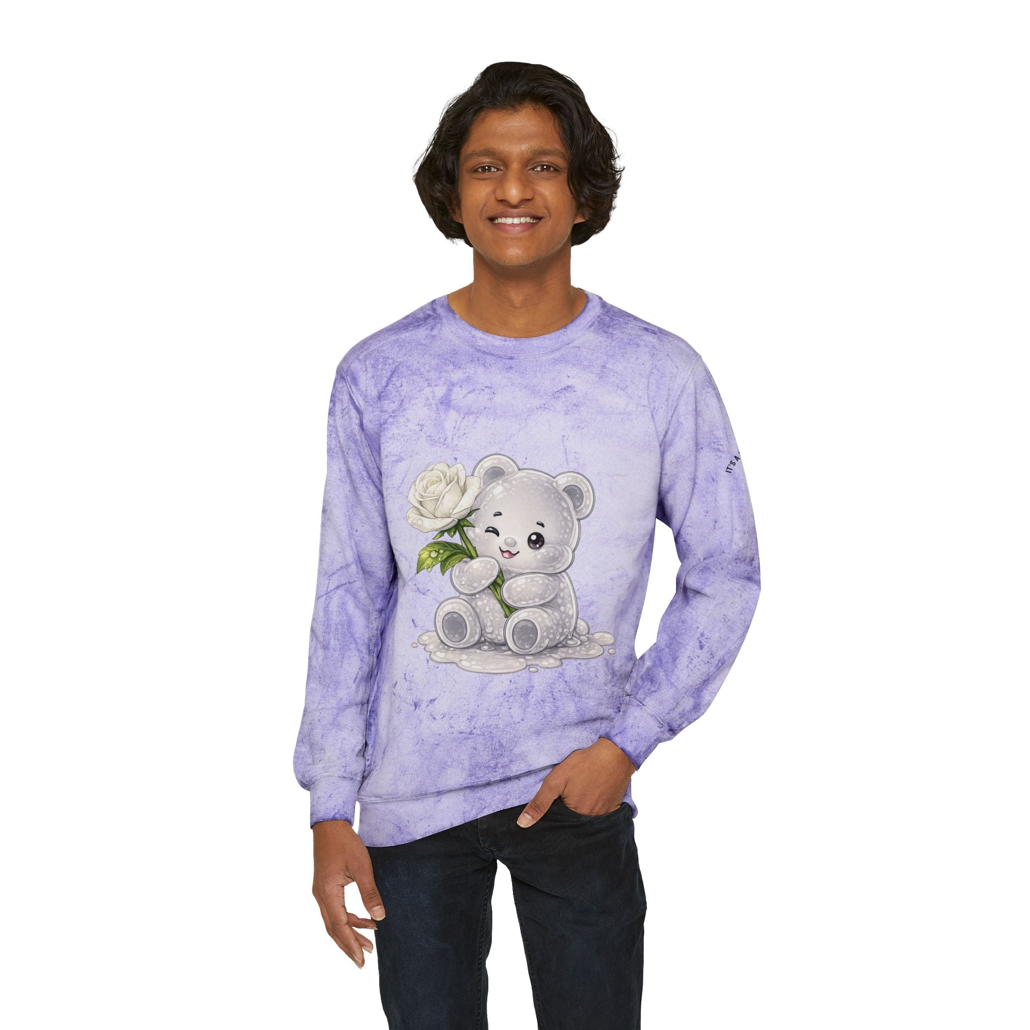 White Rose Beauty, Special Gooey Gummy Bear -Tie-Dye Graphic Sweatshirt