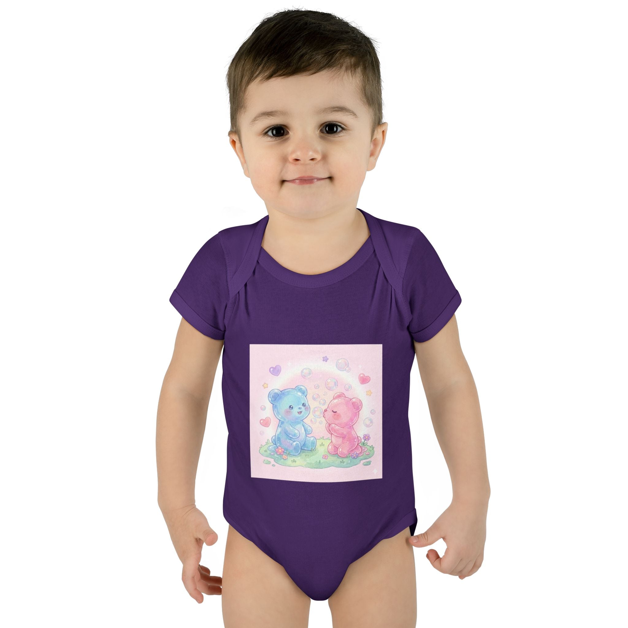 Baby Bodysuit — Pastel Blue & Pink Gooey Gummy Bears Cute Newborn Onesie