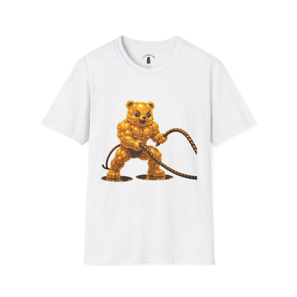 Rope Workout, Golden Yellow Oozy Buff Bear Gym Special- Adult Graphic Shirt (18+)