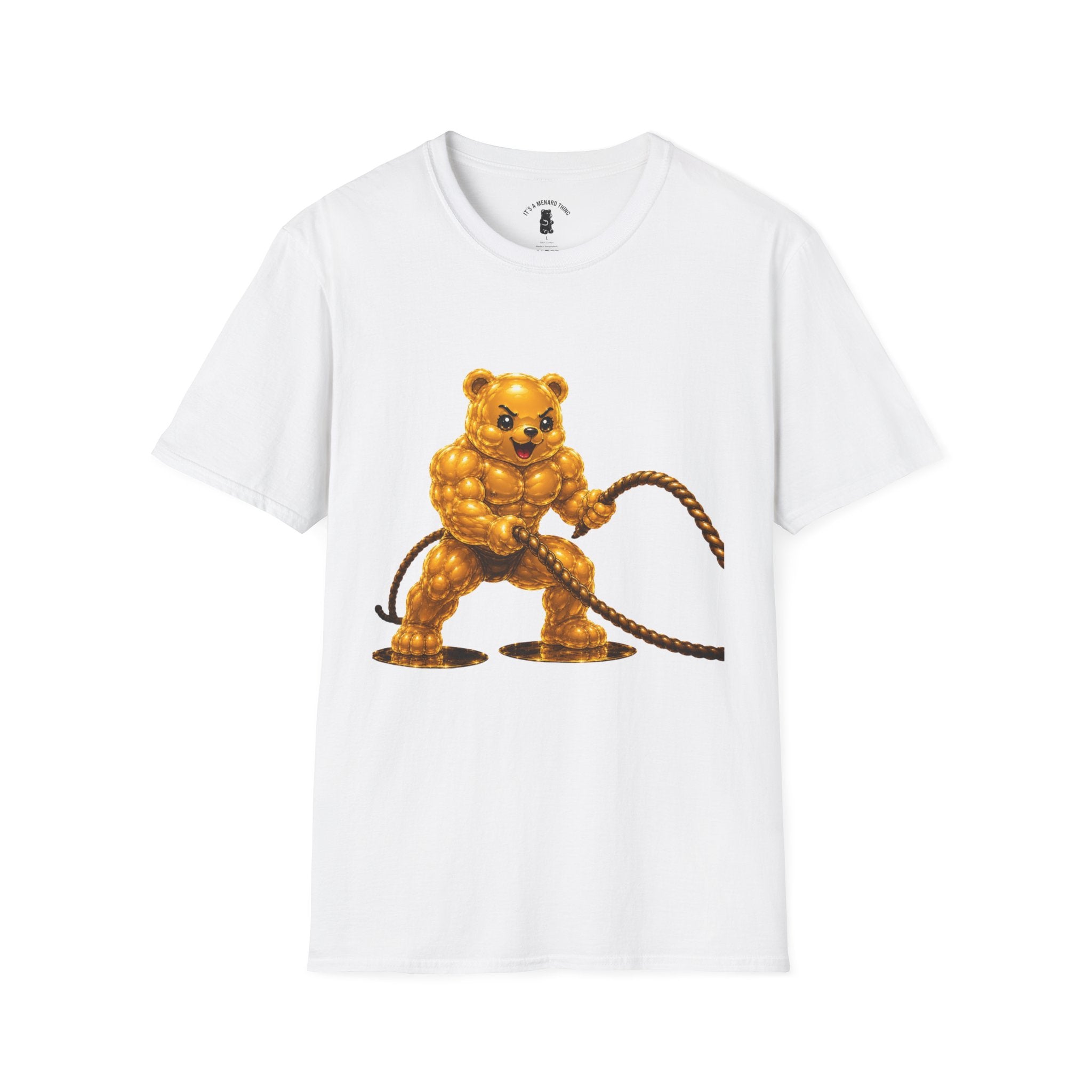 Rope Workout, Golden Yellow Oozy Buff Bear Gym Special- Adult Graphic Shirt (18+)