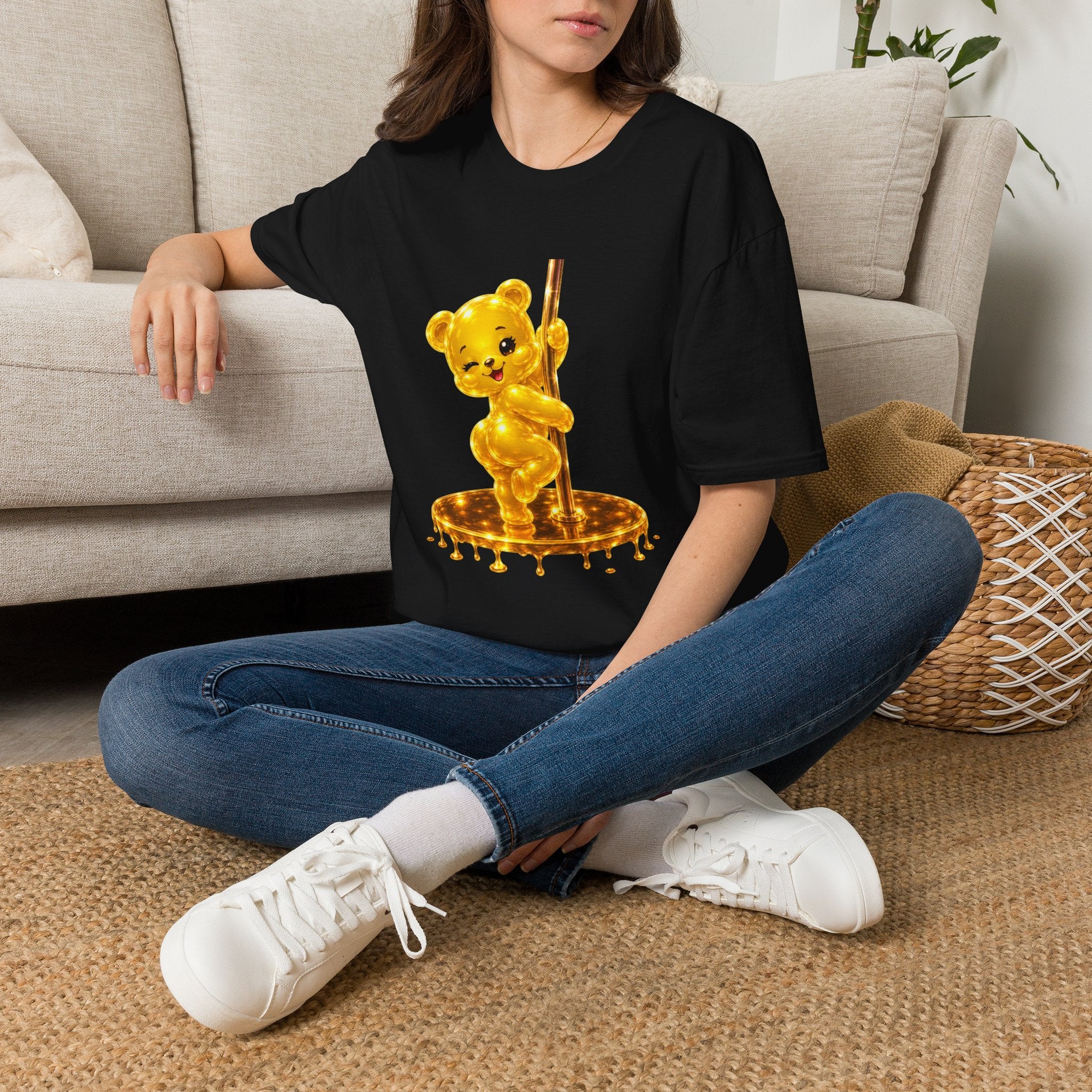 Gold Oozy Bear Gummy Thick Pole Dancer- Graphic Shirt (Adult Only!)