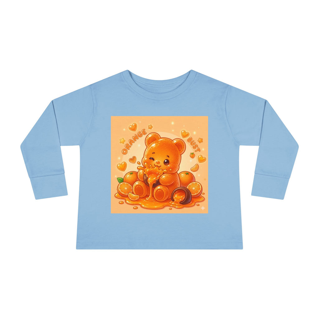 Sweet Ripe Orange, Oozy Fruit Gummy Bear Friend- Kids Long Sleeve Graphic Shirt
