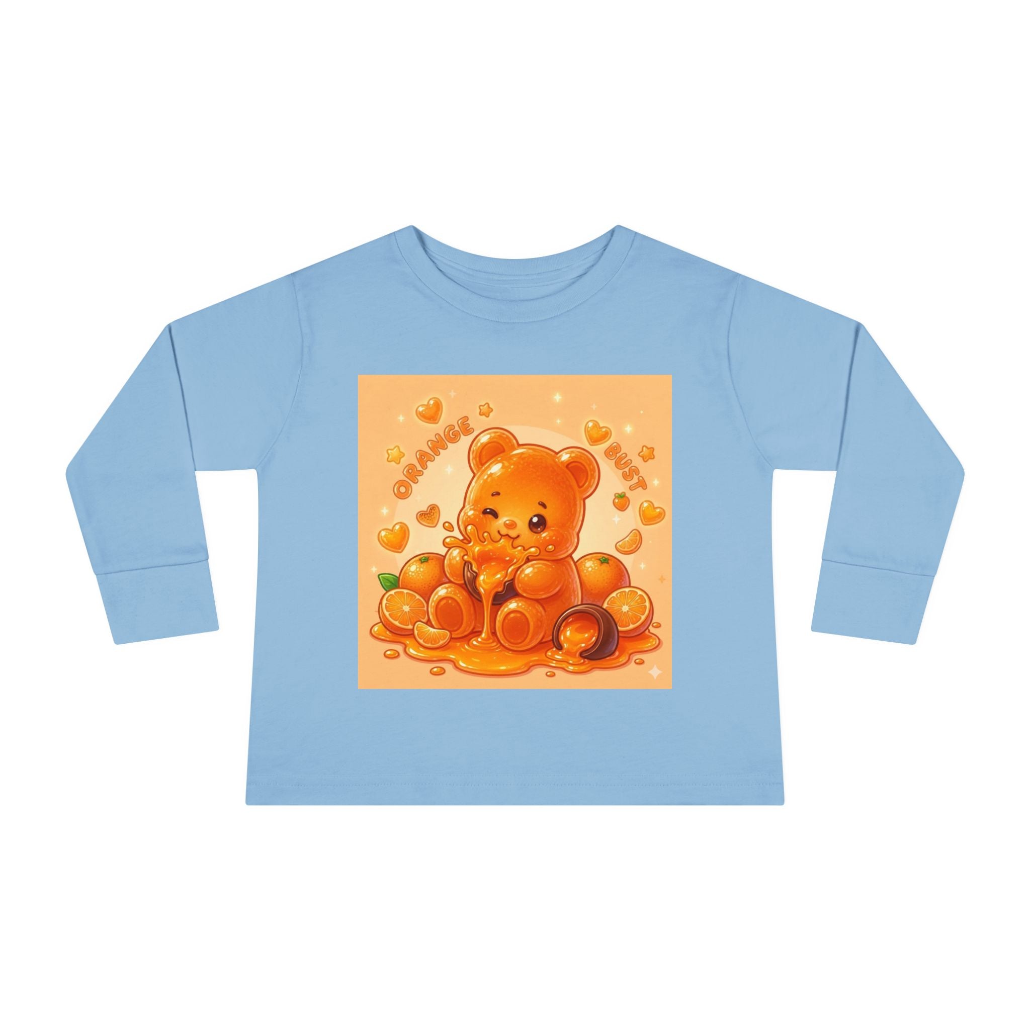 Sweet Ripe Orange, Oozy Fruit Gummy Bear Friend- Kids Long Sleeve Graphic Shirt
