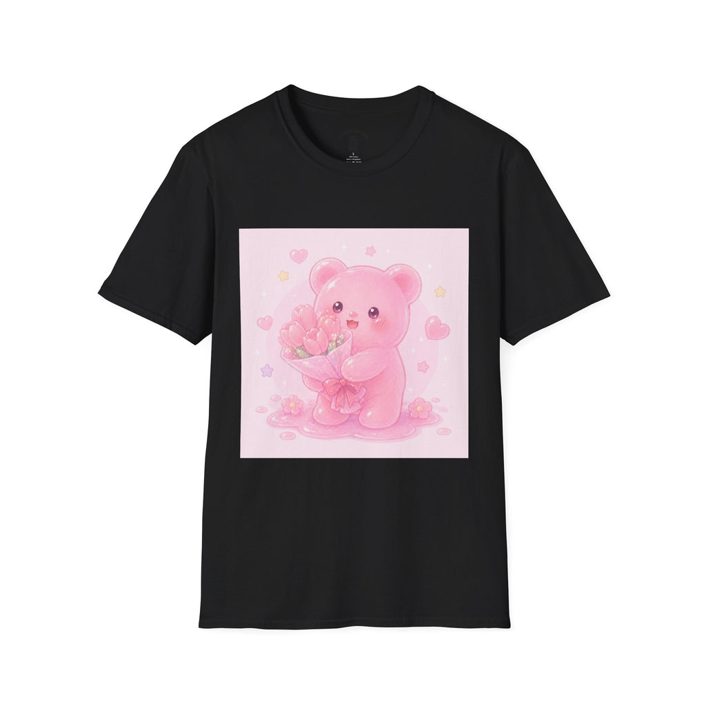 Gooey Pink Gummy Bear Bouquet T-Shirt — Kawaii Valentine Floral Tee