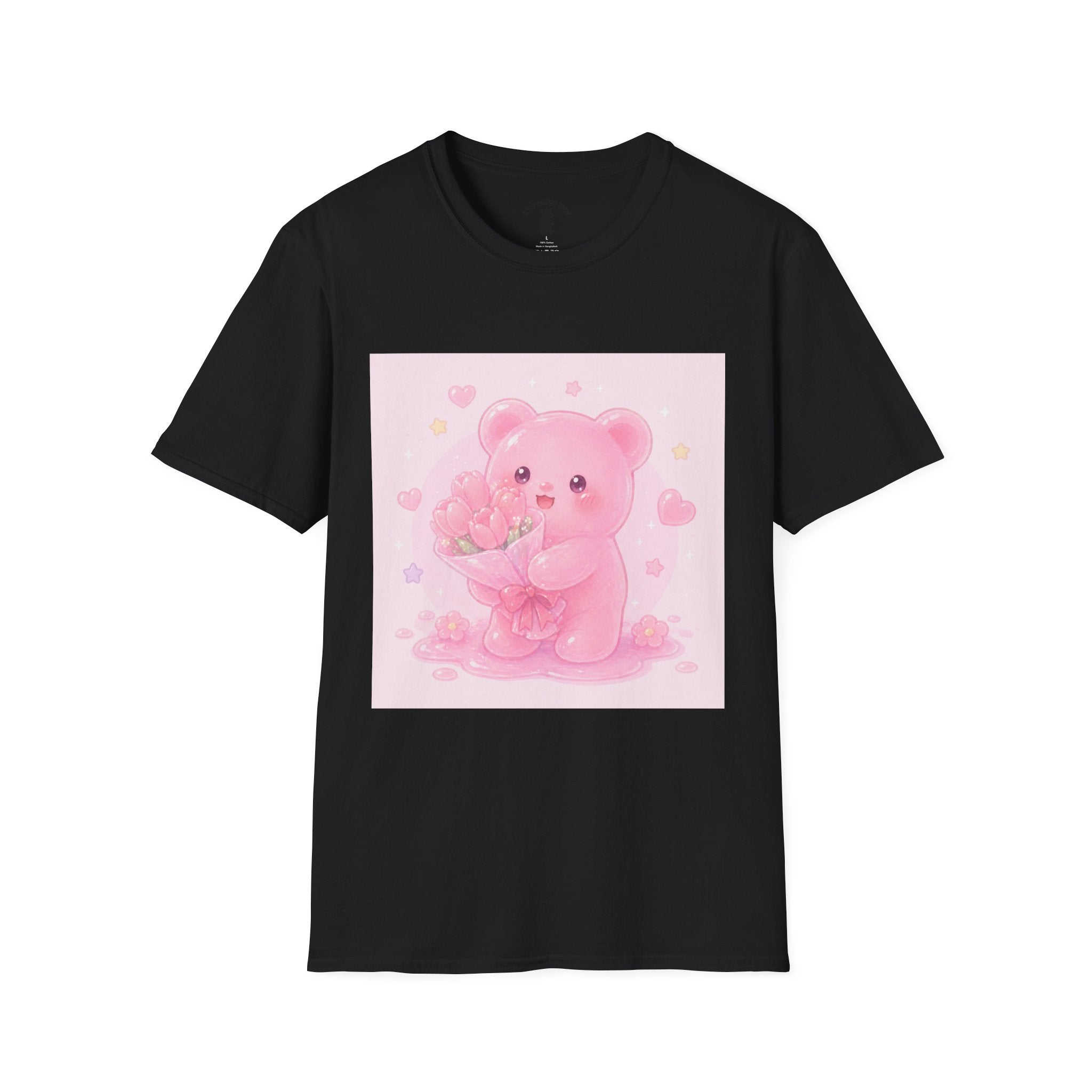 Gooey Pink Gummy Bear Bouquet T-Shirt — Kawaii Valentine Floral Tee