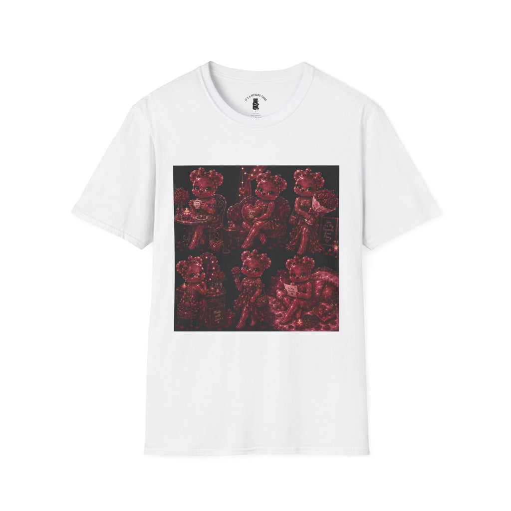 Glitter Wine Red Oozy Gala Bear Pin Up- Adult Graphic Shirt (18+)