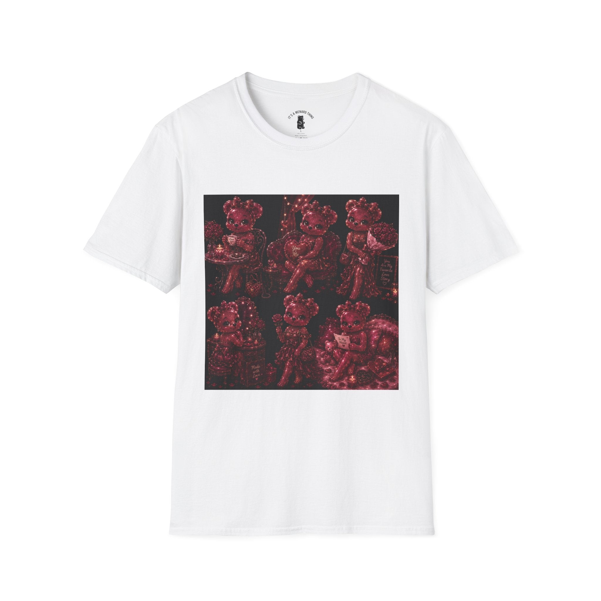 Glitter Wine Red Oozy Gala Bear Pin Up- Adult Graphic Shirt (18+)