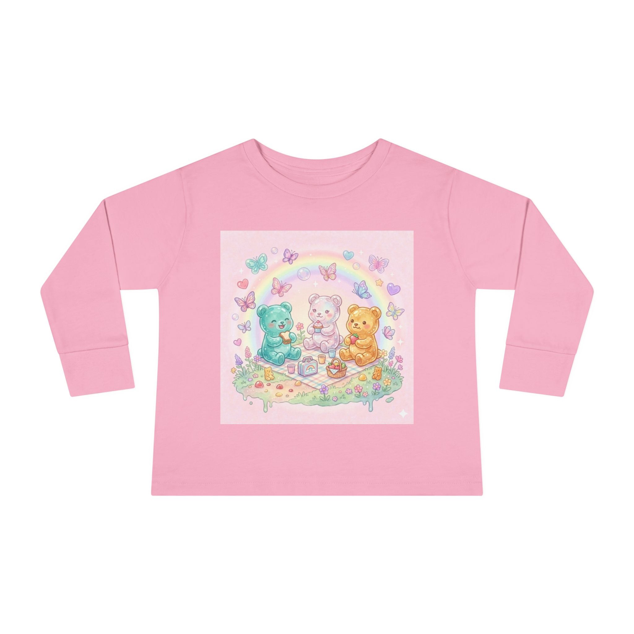 Pastel Picnic Oozy Bear Gummy Friends- Graphic Long Sleeve Shirt