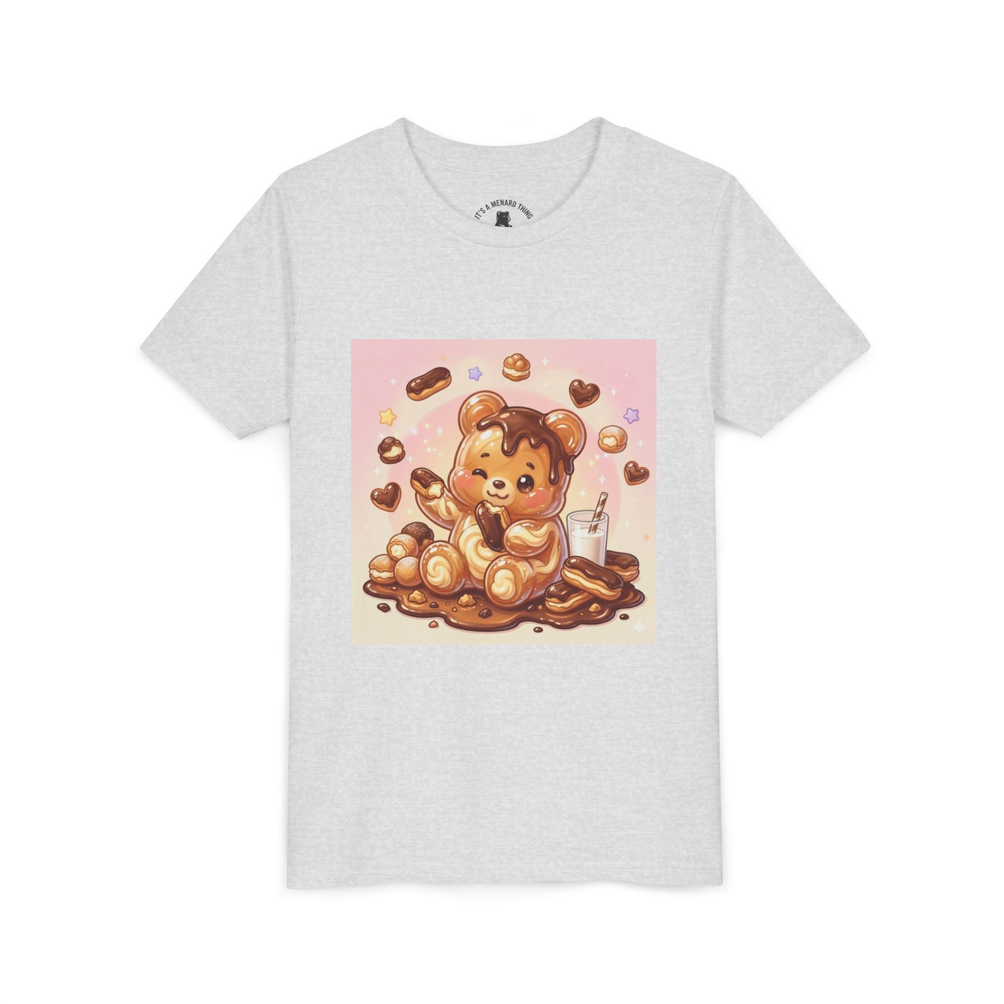 Cute Chocolate Eclair & Milk Gooey Gummy Bear Youth T-Shirt