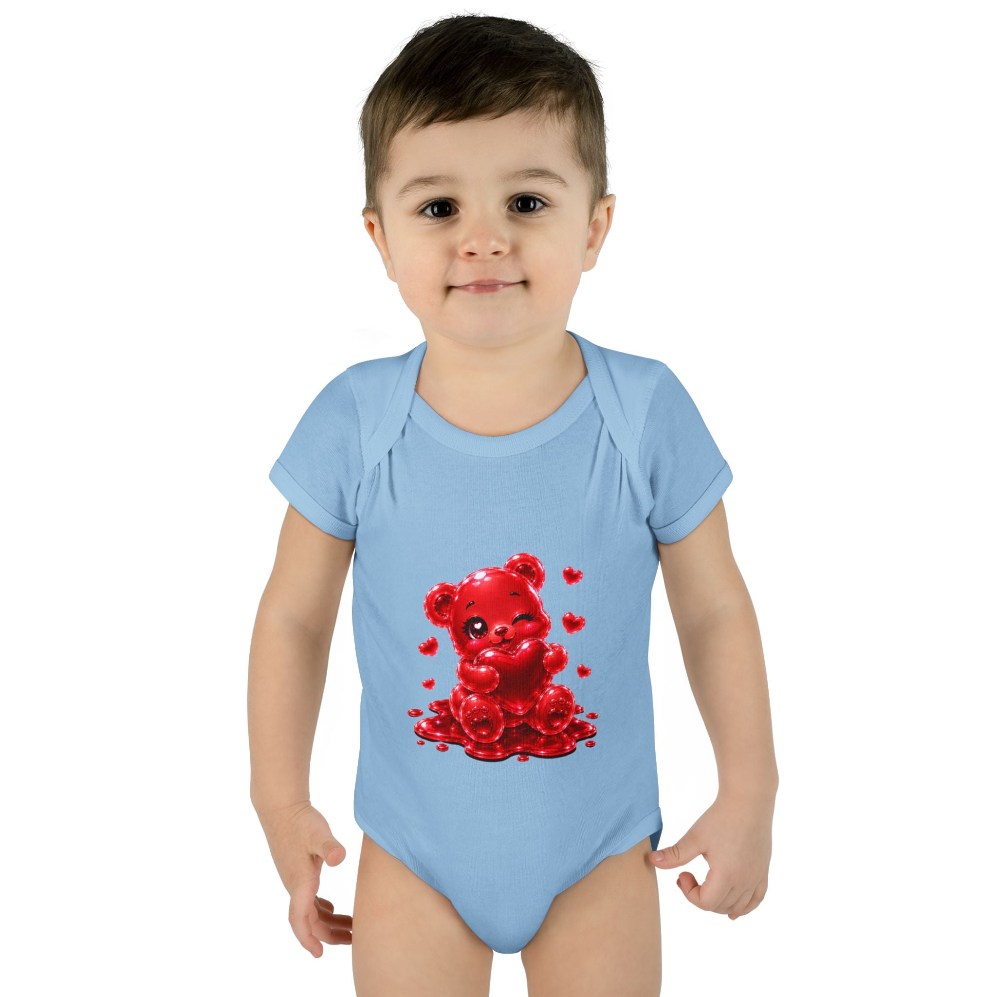 Special Red Heart Oozy Bear Baby Gummy Cutie Addition- Graphic Onesie