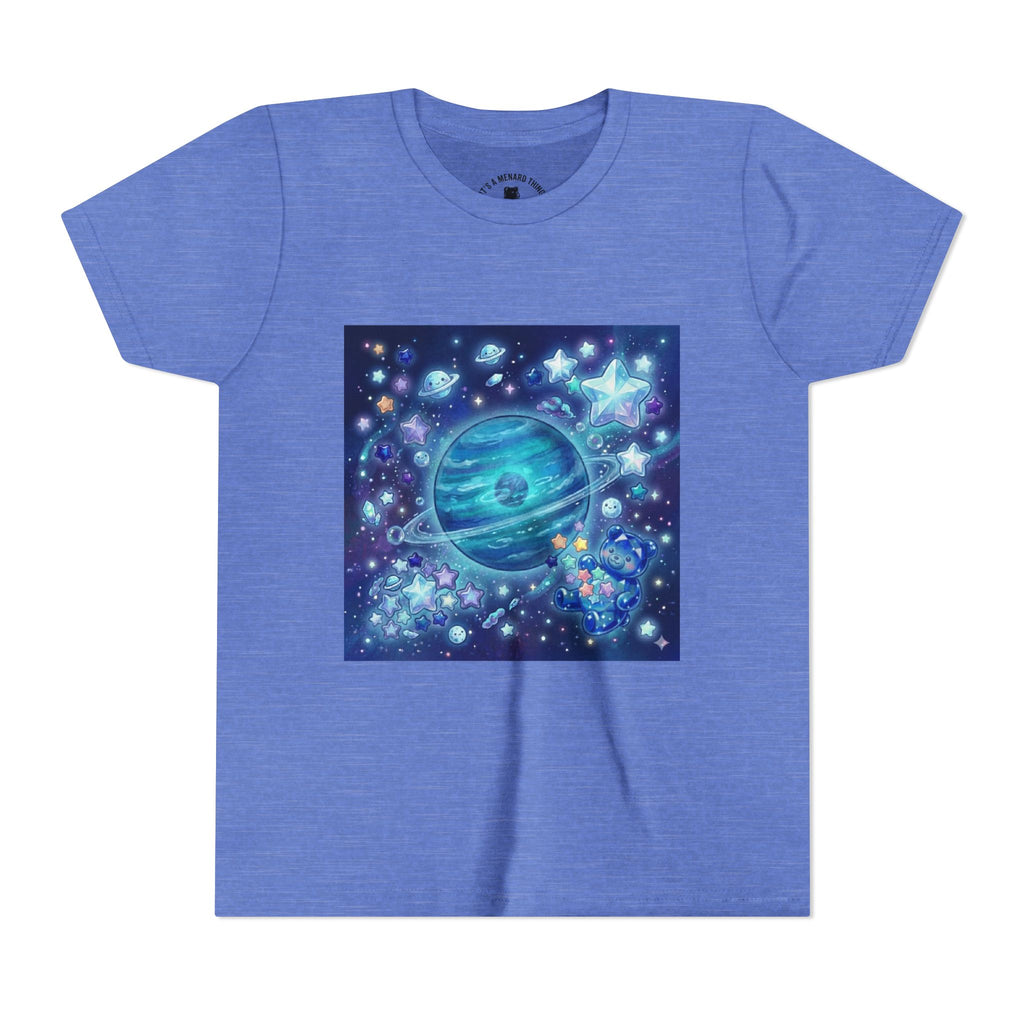 Floating On Neptune, Blue Gooey Crystal Gummy bear — Cute Blue Space Kids T-Shirt
