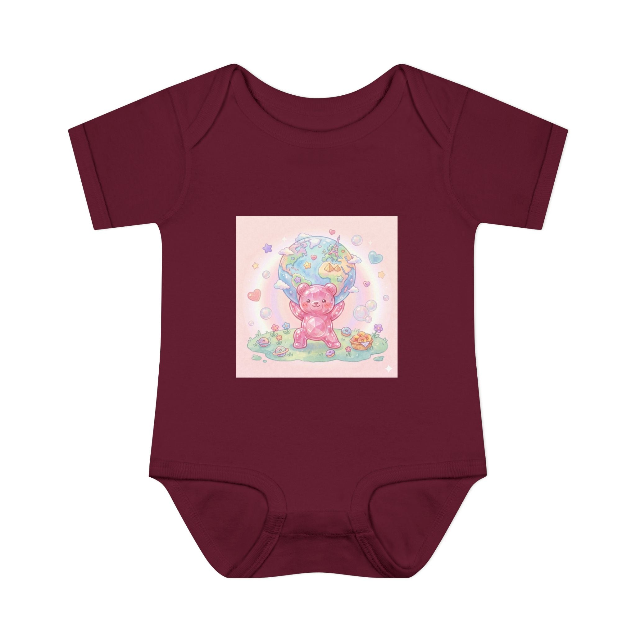 Infant Bodysuit — World Atlas Gummy bear Design