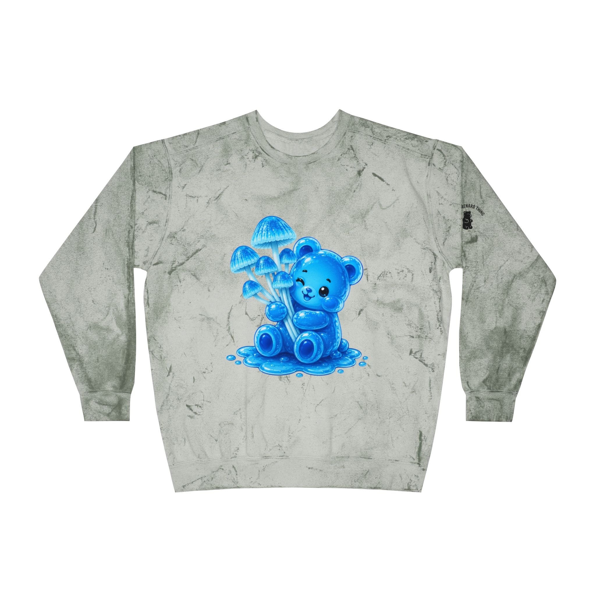 Blue Mushroom Cluster, Gooey Gummy Bear Friend-Kawaii Graphic Sweatshirt