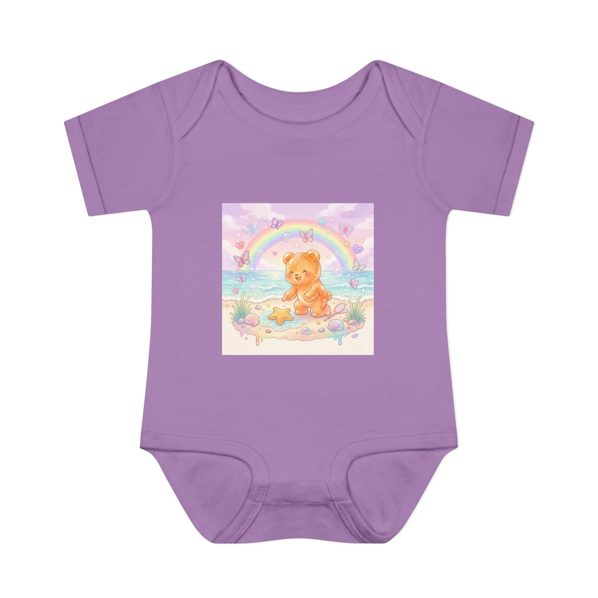 Gooey Gummy Beach Bear Rainbow & Starfish - Bodysuit