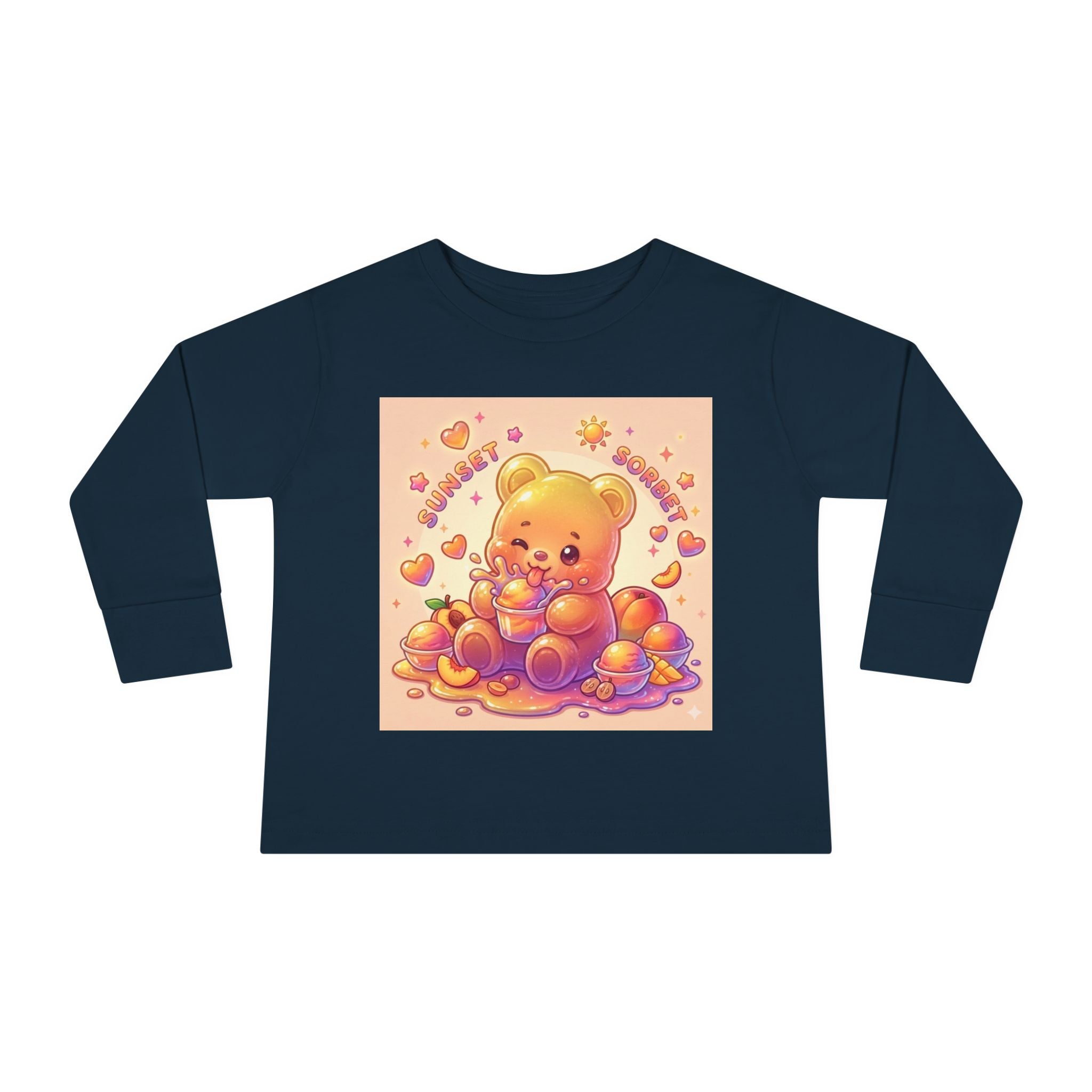 Sweet Peach Sorbet, Oozy Bear Gummy Friend Special- Kids Graphic Long Sleeve Shirt