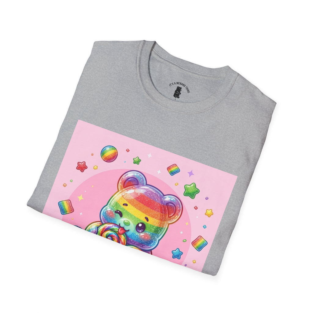 Rainbow Stripe Lollipop Gooey Gummy Bear T-Shirt — Cute Graphic Tee