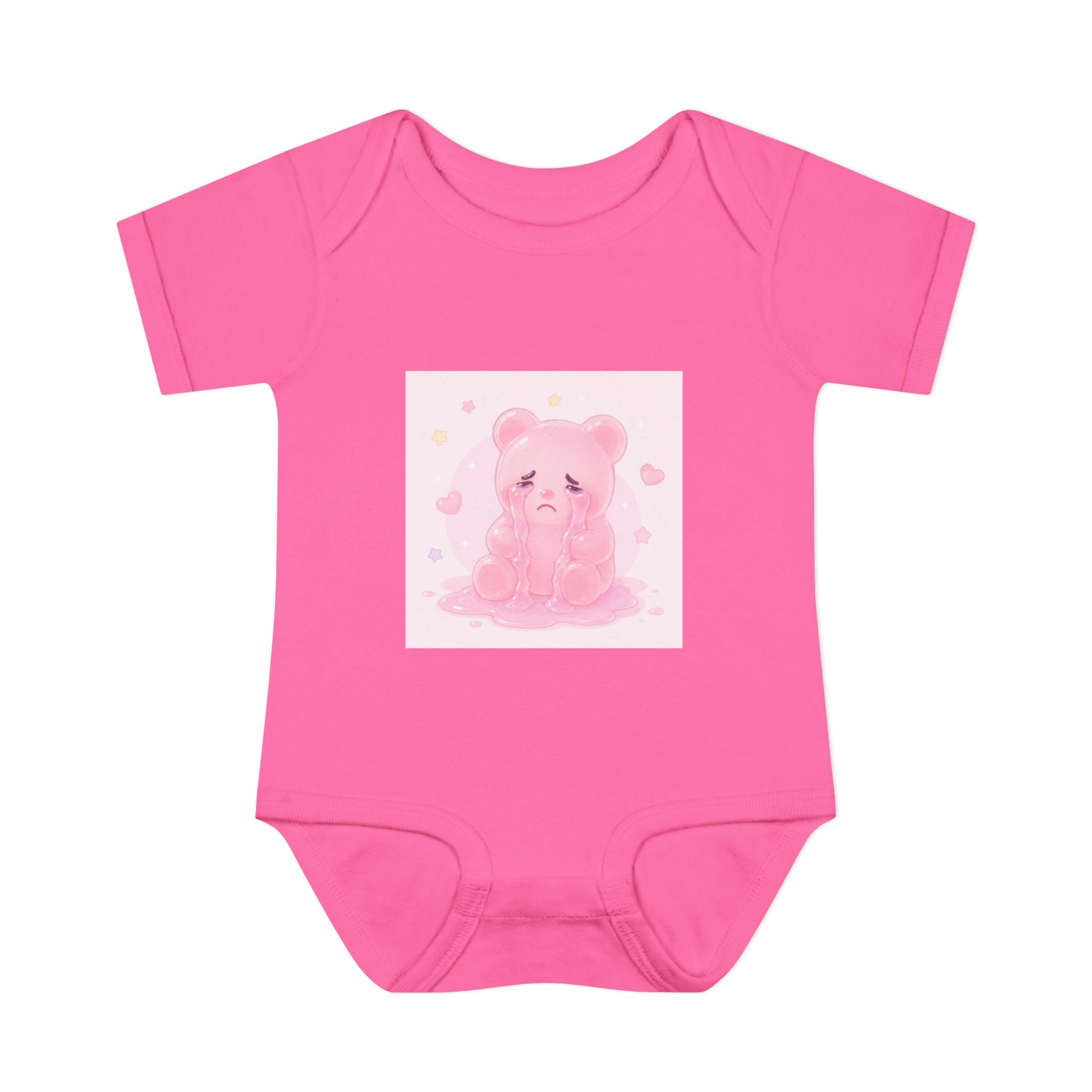 Pink Crying Gooey Gummy Bear Infant Bodysuit — Cute Pastel Baby Onesie