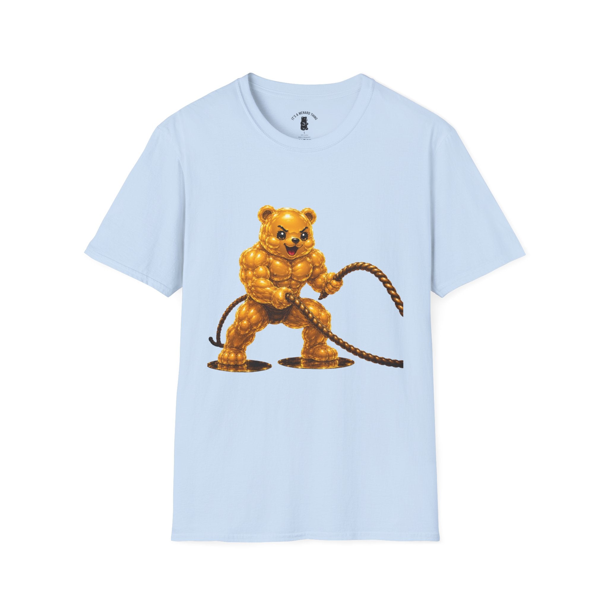 Rope Workout, Golden Yellow Oozy Buff Bear Gym Special- Adult Graphic Shirt (18+)
