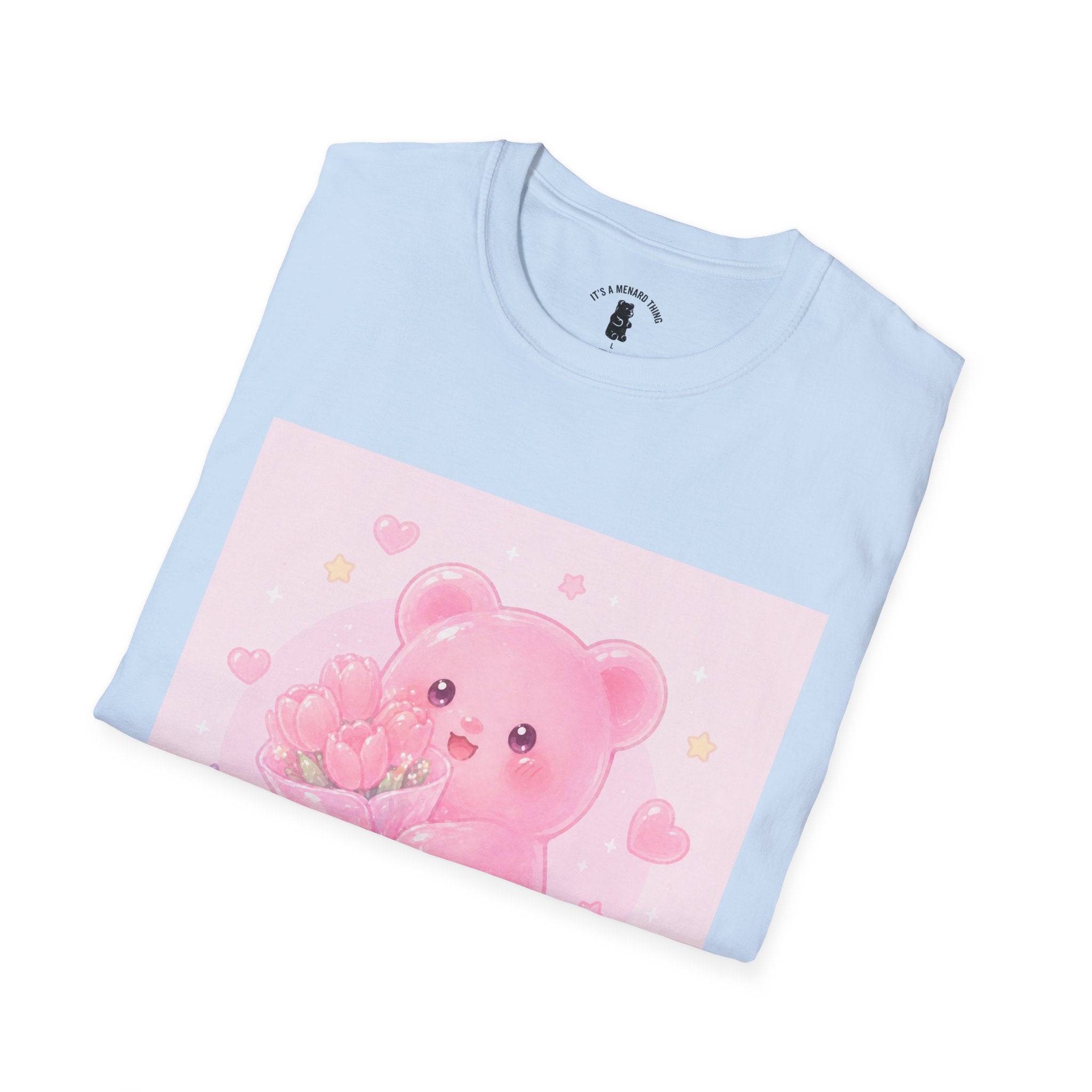 Gooey Pink Gummy Bear Bouquet T-Shirt — Kawaii Valentine Floral Tee