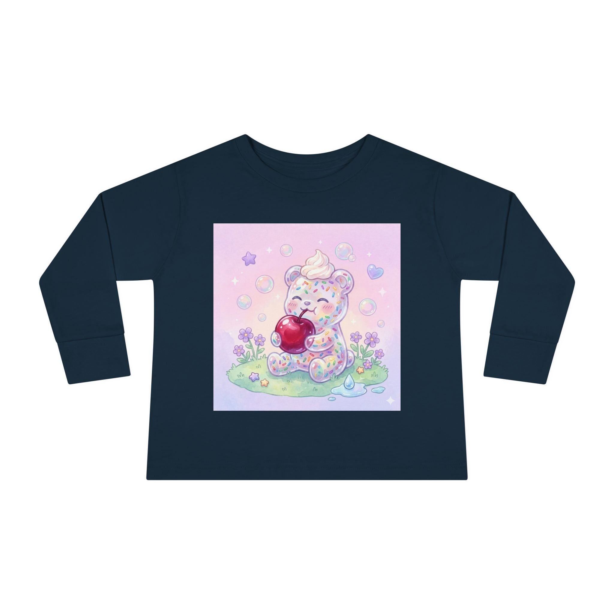 White Birthday Sprinkles with Cherry Snack, Oozy Bear Friend- Graphic Long Sleeve Shirt