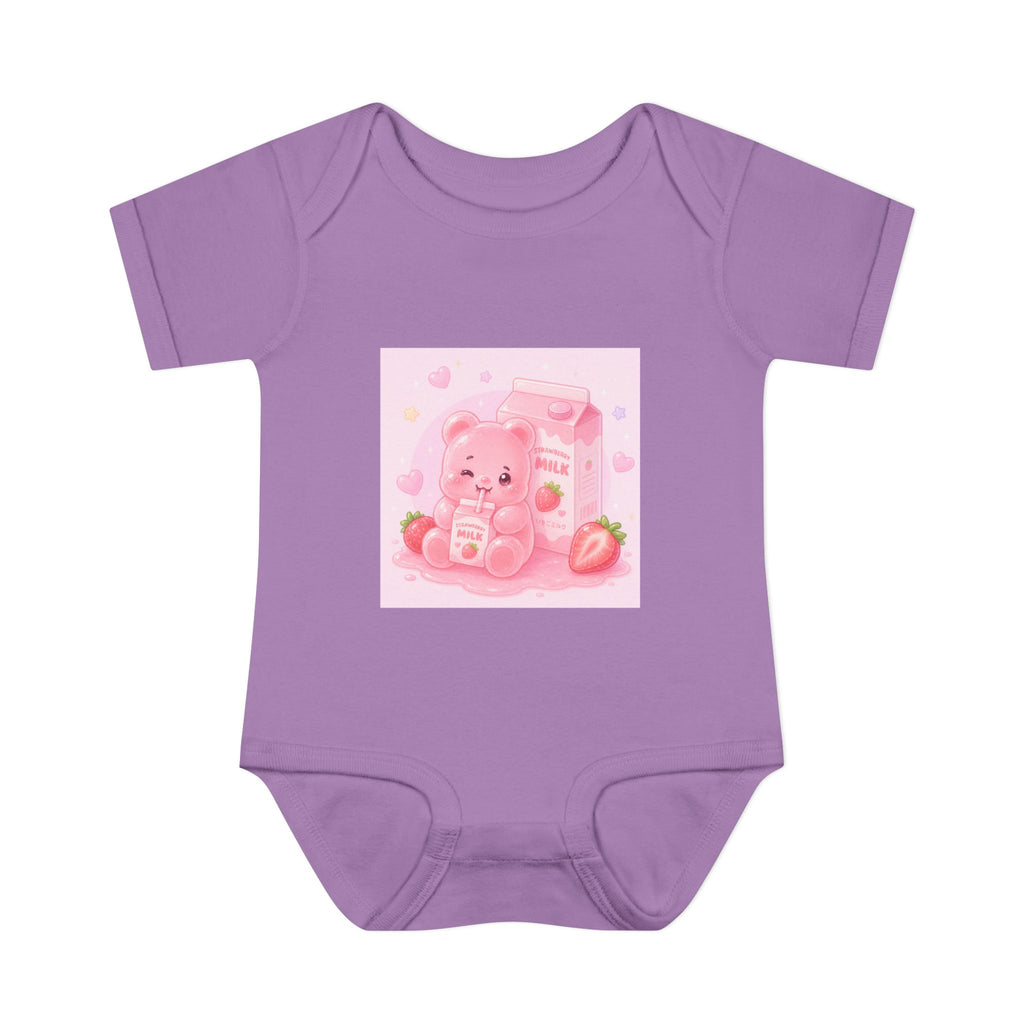 Pink Strawberry Milk Gooey Gummy Bear Infant Bodysuit