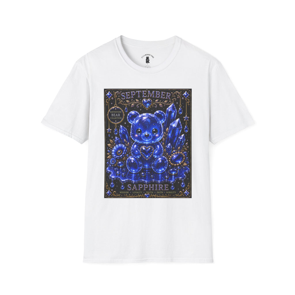 September Sapphire Crystal Oozy Bear Birthstone Addition- Graphic Shirt