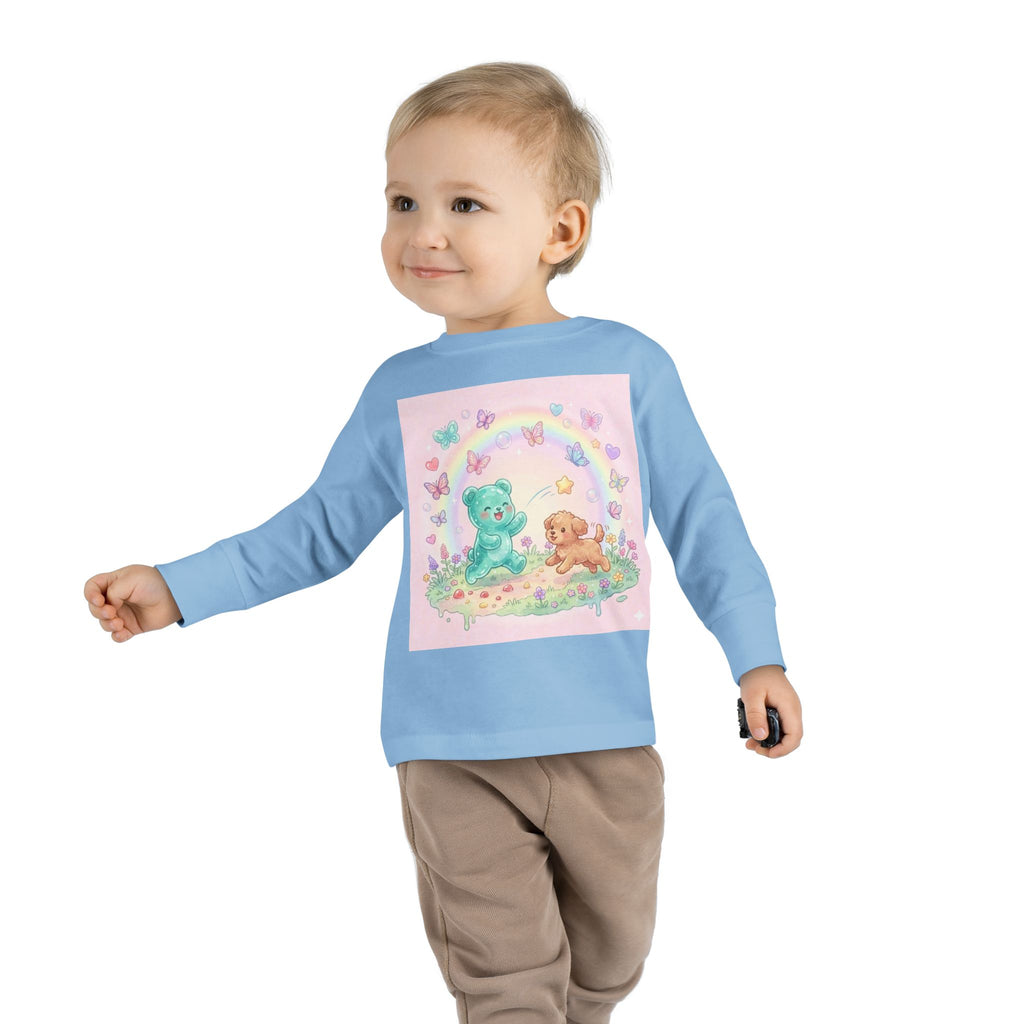 Pastel Puppy Play Time, Oozy Bear Friend- Graphic Long Sleeve Shirt