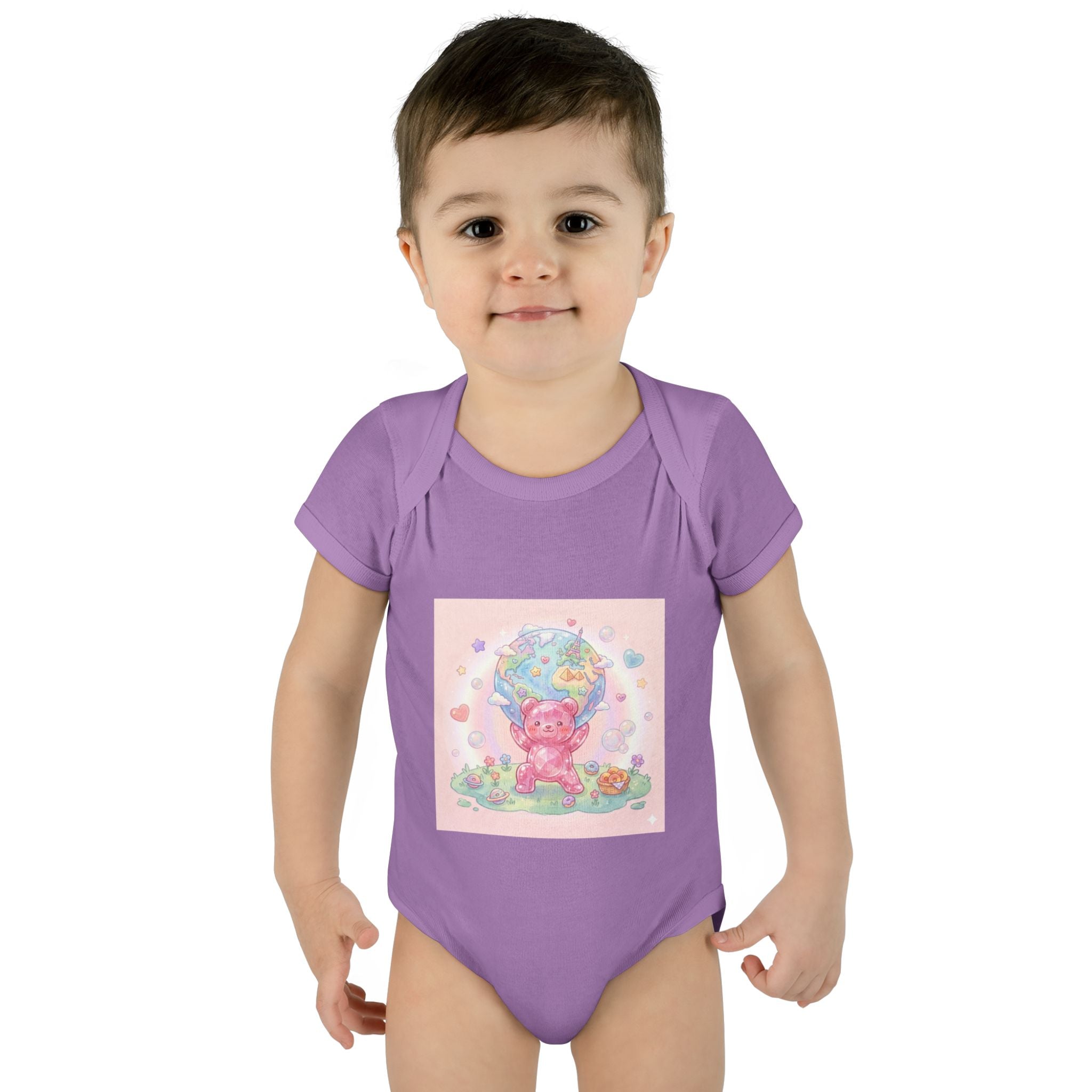 Infant Bodysuit — World Atlas Gummy bear Design