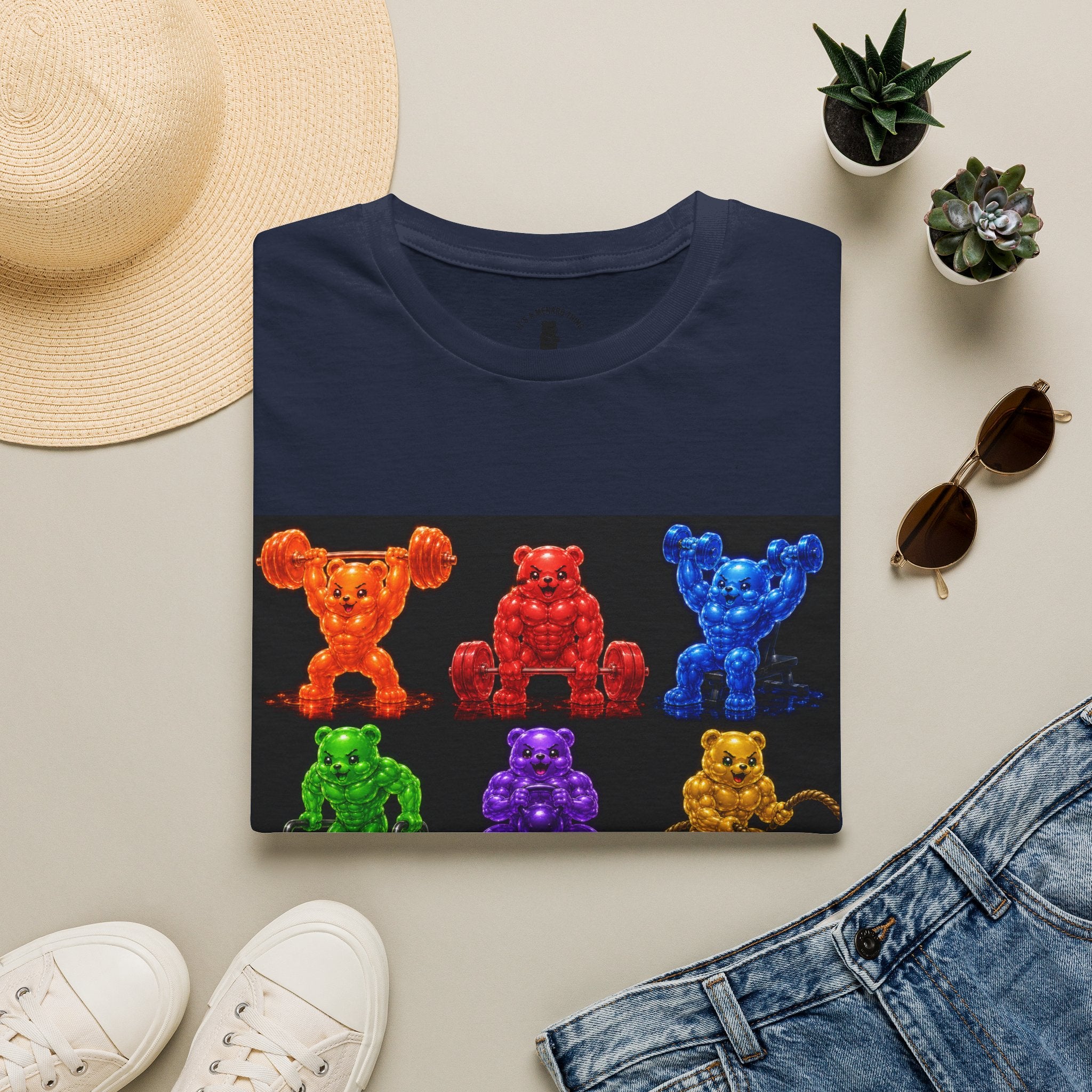 Gummy Grid of Oozy Buff Bears Workout- Adult Graphic Shirt