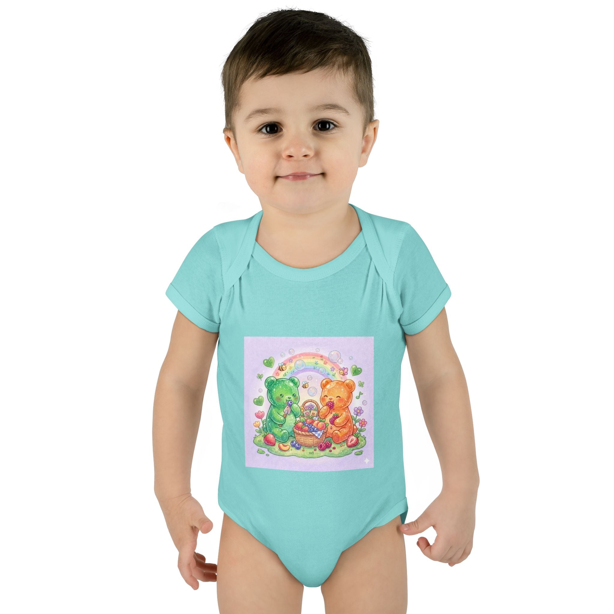 Fruit Garden Eating Gooey Gummy Bears Infant Bodysuit — Baby Shower Gift