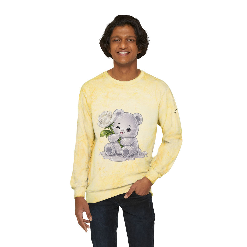 White Rose Beauty, Special Gooey Gummy Bear -Tie-Dye Graphic Sweatshirt