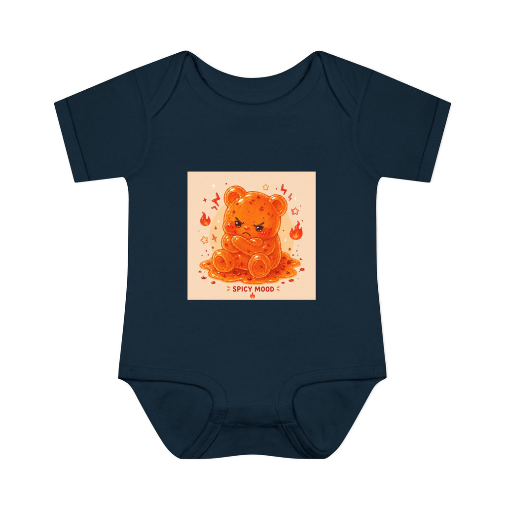 Spicy Mood Orange Gooey Gummy Bear Bodysuit — Cute Hot Pepper Bear Baby Onesie
