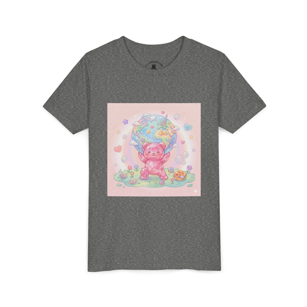 World Atlas, Weight of the Gummy World Pink Gooey Bear- Pastel Graphic Youth T-Shirt