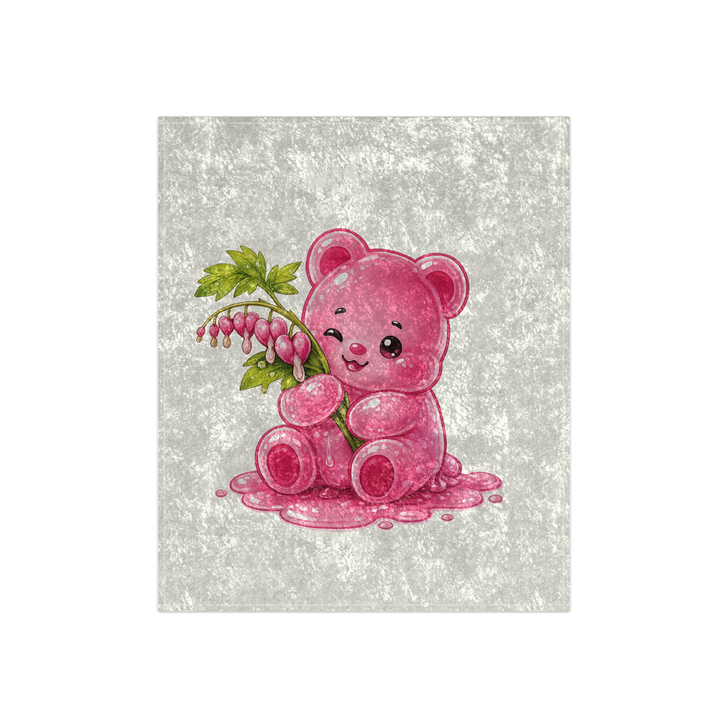 Pink Bleeding Heart Flower, Gooey Gummy Bear-Crushed Velvet Blanket
