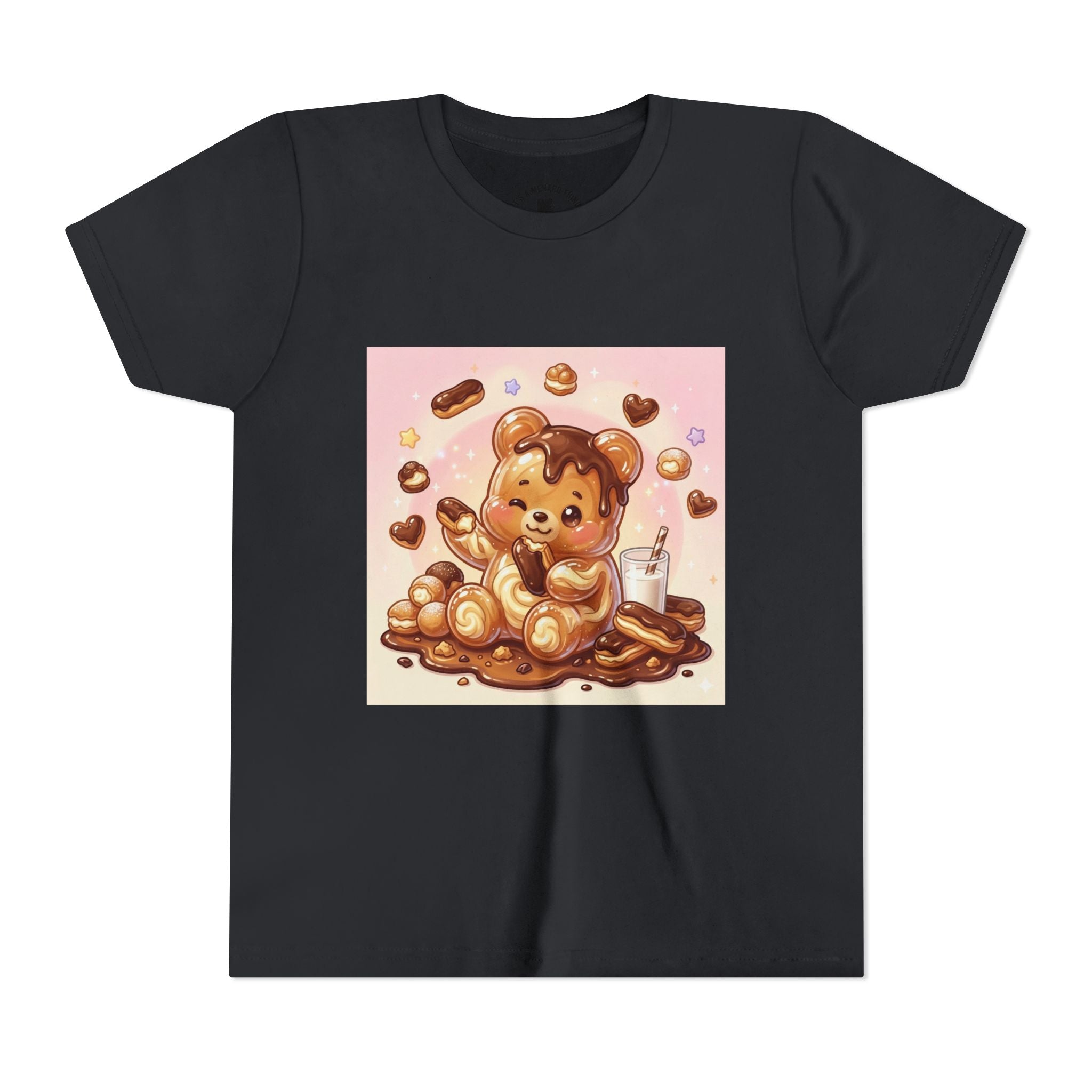 Cute Chocolate Eclair & Milk Gooey Gummy Bear Youth T-Shirt