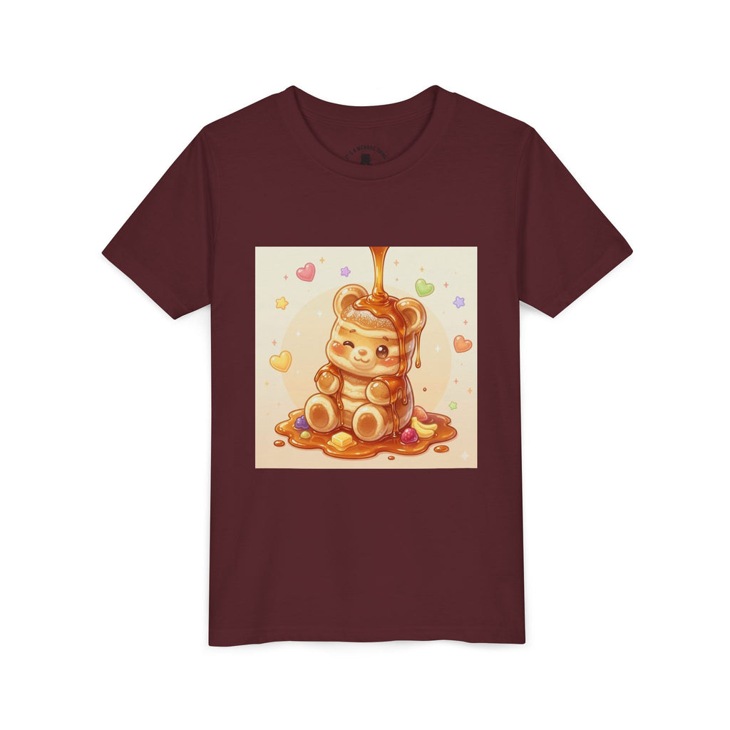 Fluffy Thick Gooey Gummy Pancake Bear Youth T-Shirt