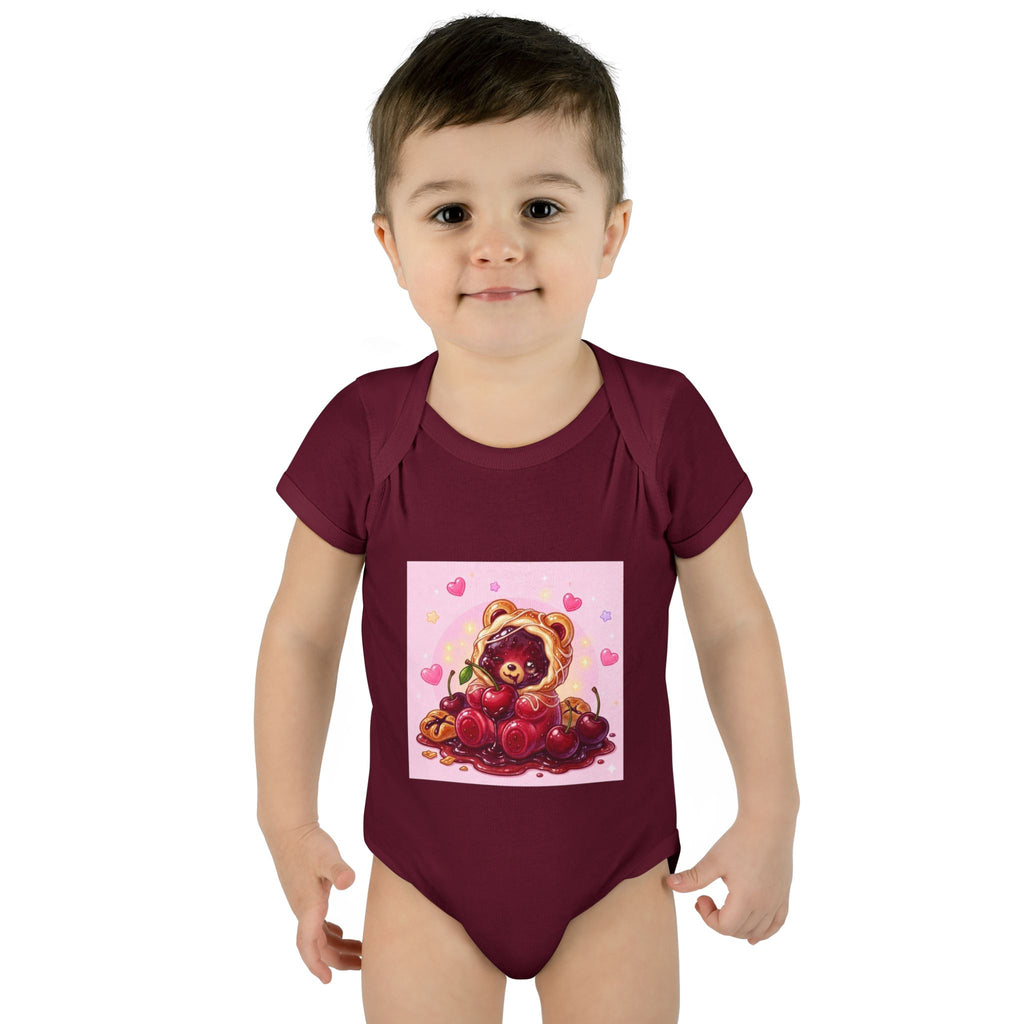 Cherry Danish Gooey Gummy Bear in Puff PJs (Infant Rib Onesie)