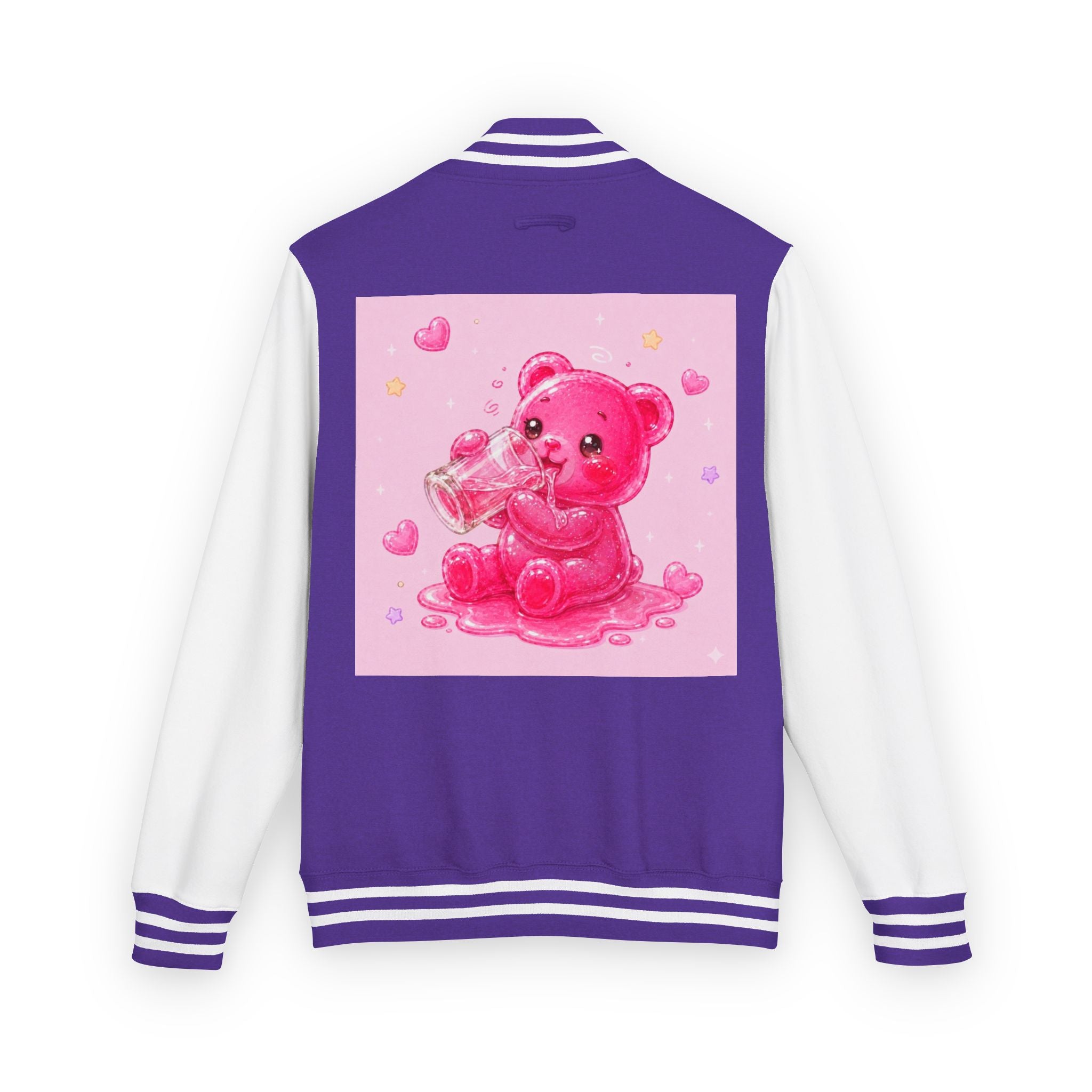Pink Sugar Shock Shot! Boozy Gooey Gummy Bear — Kawaii Graphic Varsity Jacket