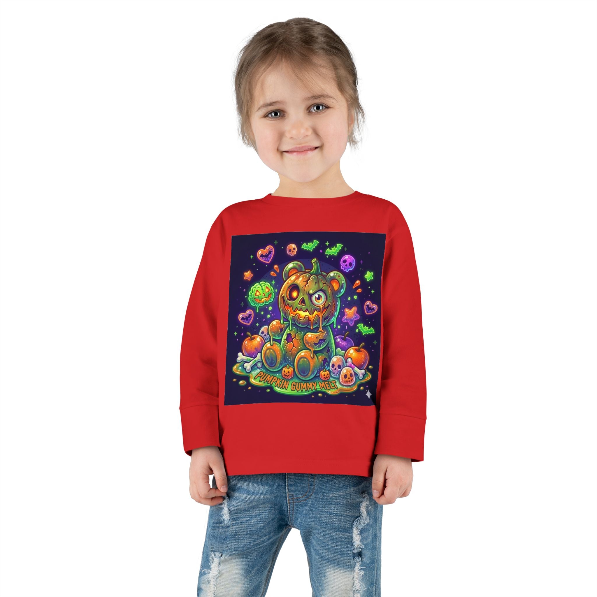 Pumpkin Oozy Bear, Halloween Special- Kids Graphic Long Sleeve Shirt