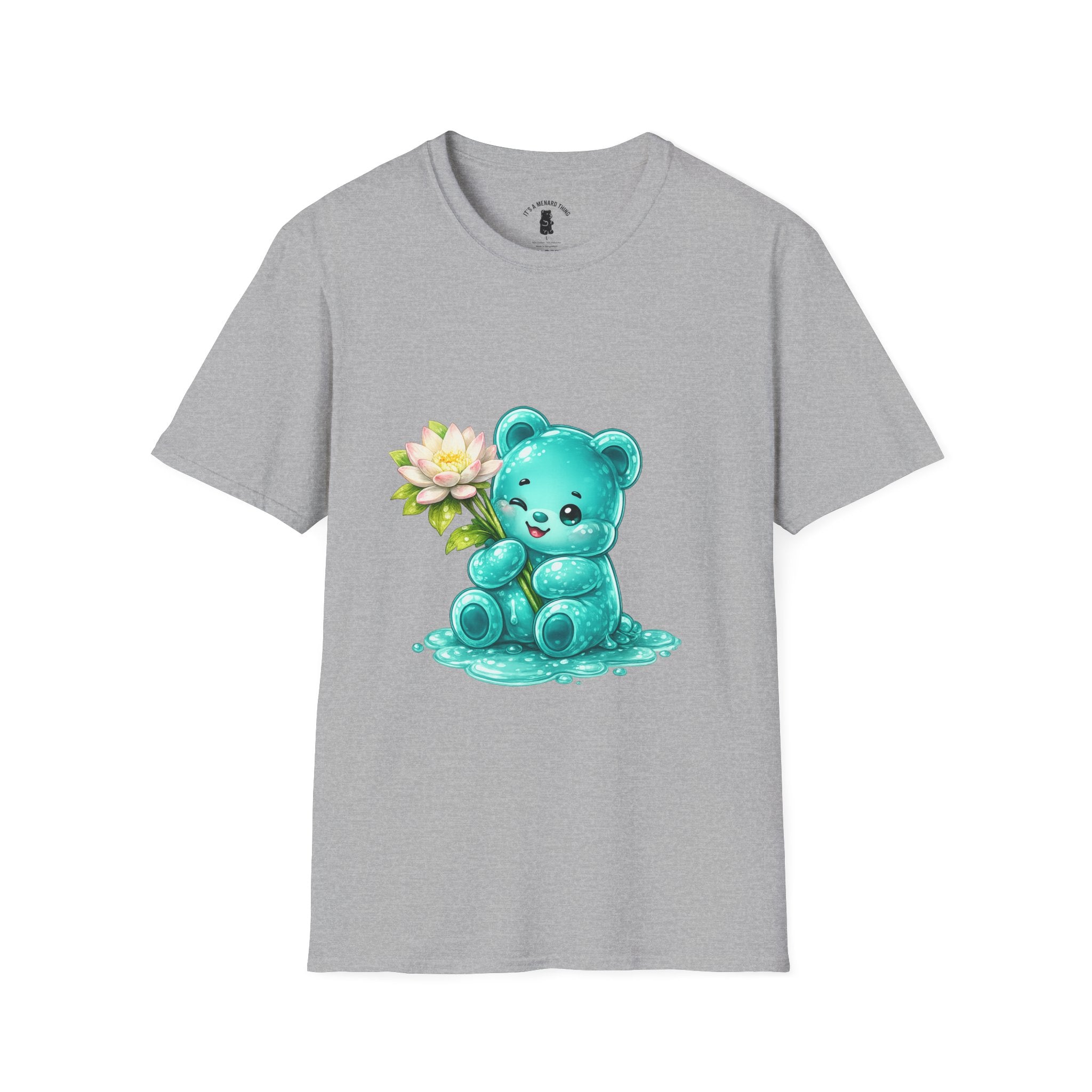 Beautiful Lotus Flower Special, Teal Oozy Bear Gummy Friend- Graphic Shirt