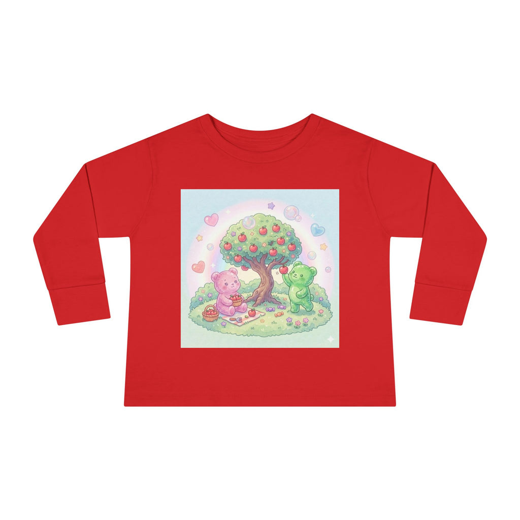 Beautiful Day For Apple Picking, Oozy Bear Gummy Friends Hang Out- Graphic Long Sleeve Shirt