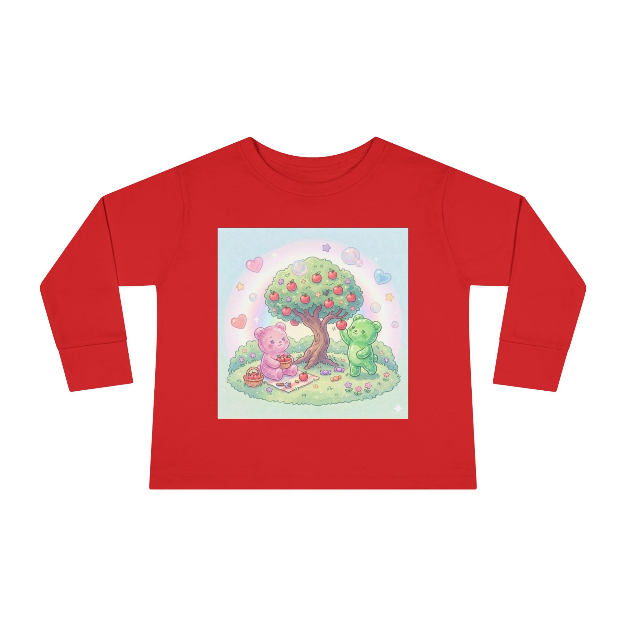 Beautiful Day For Apple Picking, Oozy Bear Gummy Friends Hang Out- Graphic Long Sleeve Shirt