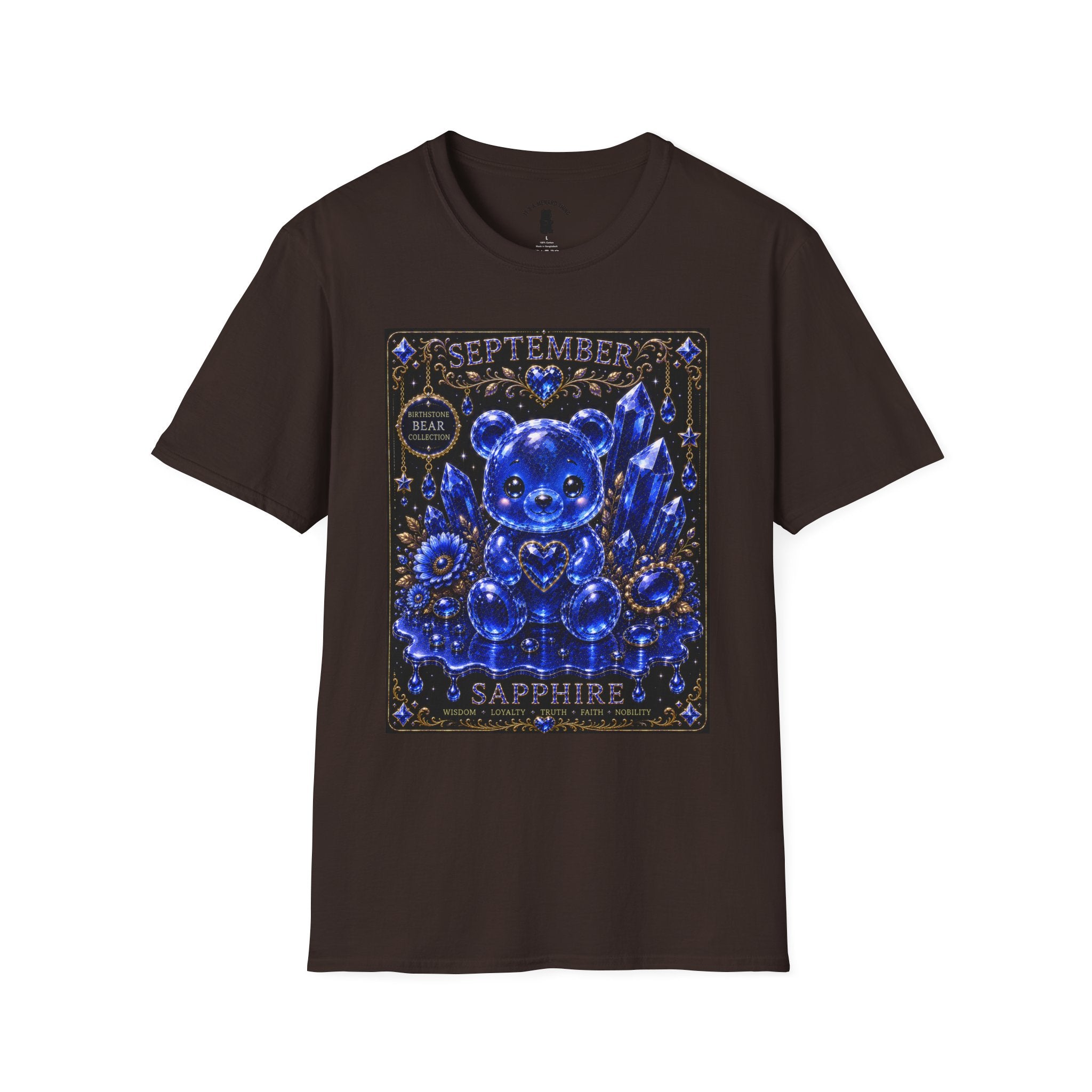 September Sapphire Crystal Oozy Bear Birthstone Addition- Graphic Shirt