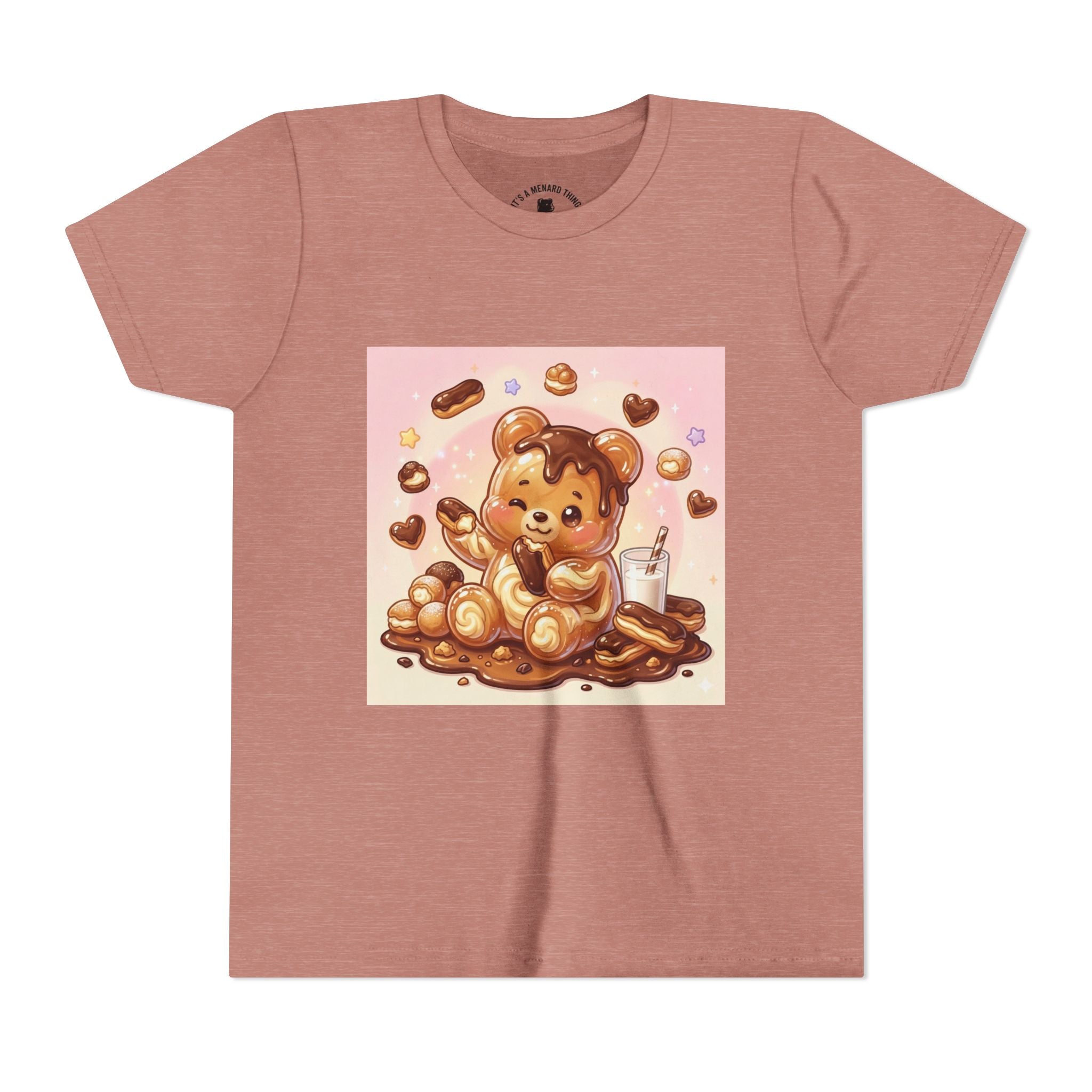 Cute Chocolate Eclair & Milk Gooey Gummy Bear Youth T-Shirt
