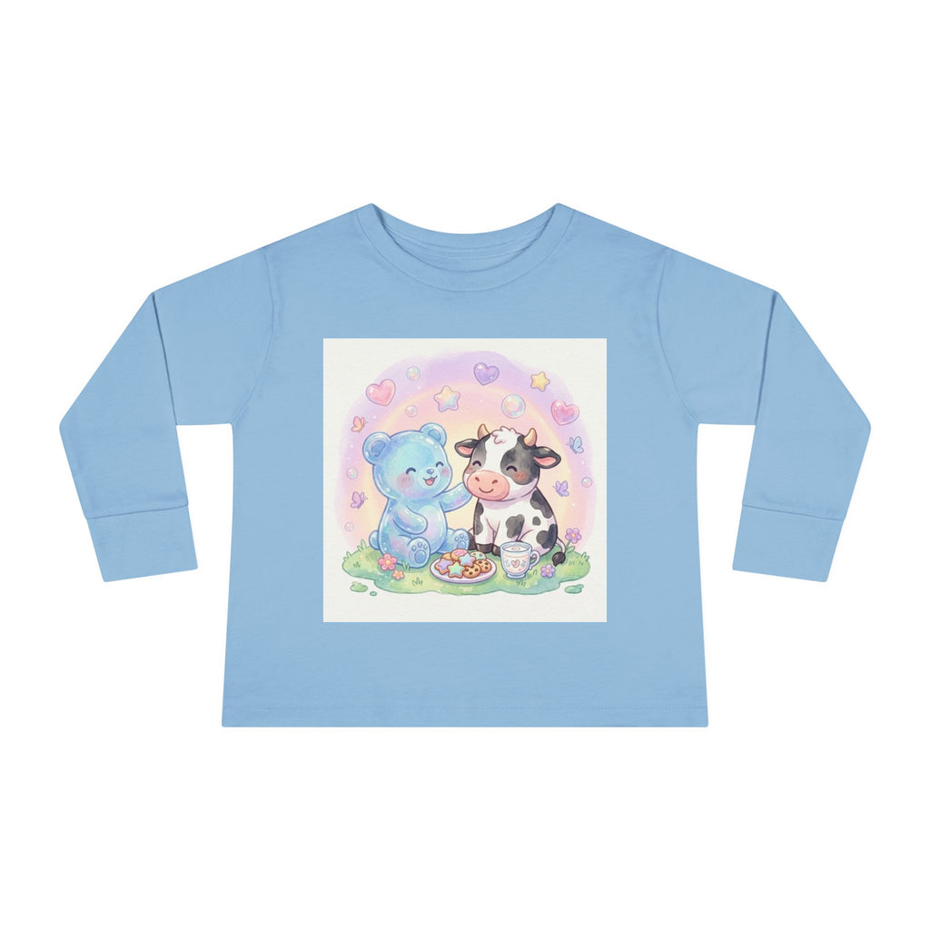 Milk & Cookies, Cow and Oozy Gummy Bear Friend- Graphic Long Sleeve Shirt
