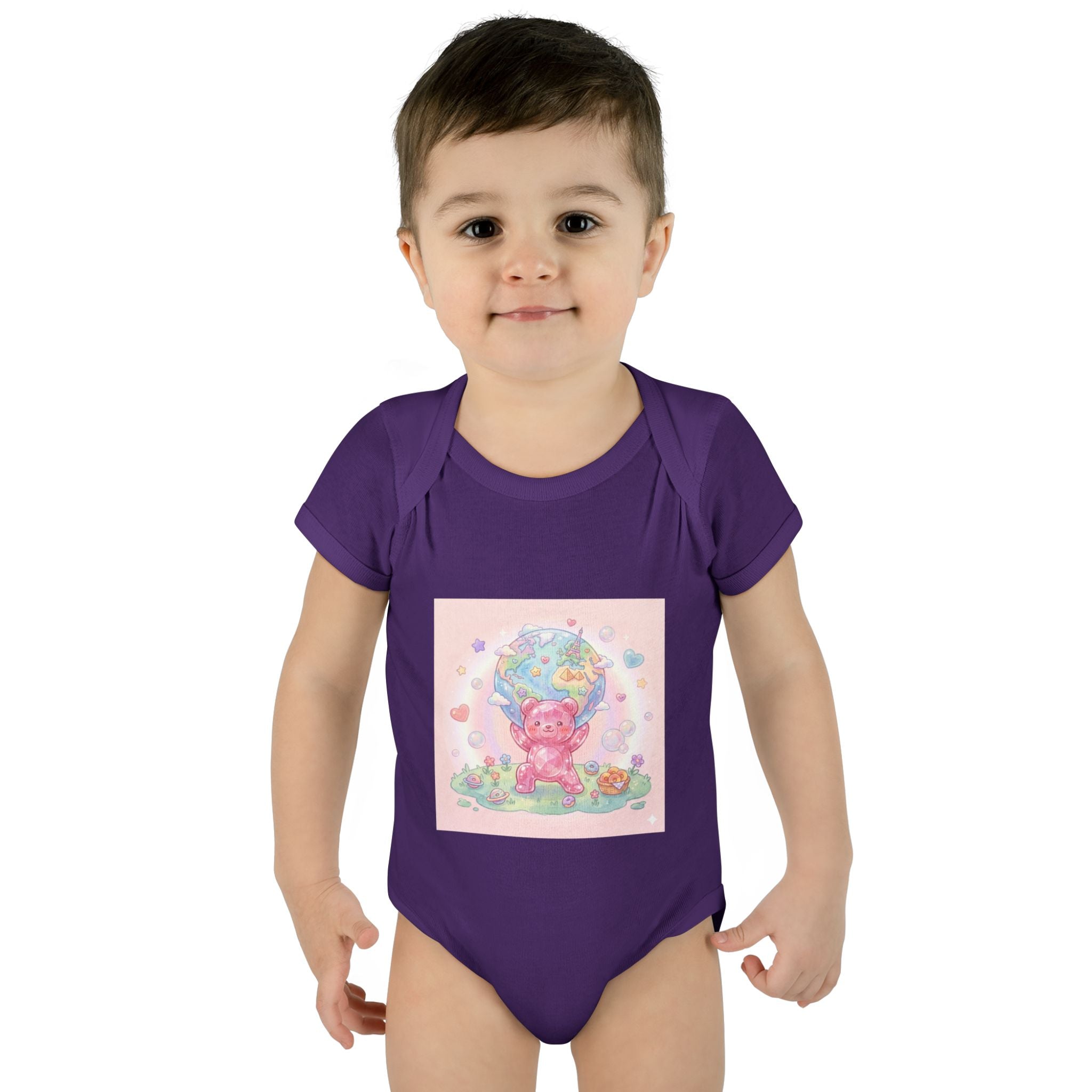 Infant Bodysuit — World Atlas Gummy bear Design